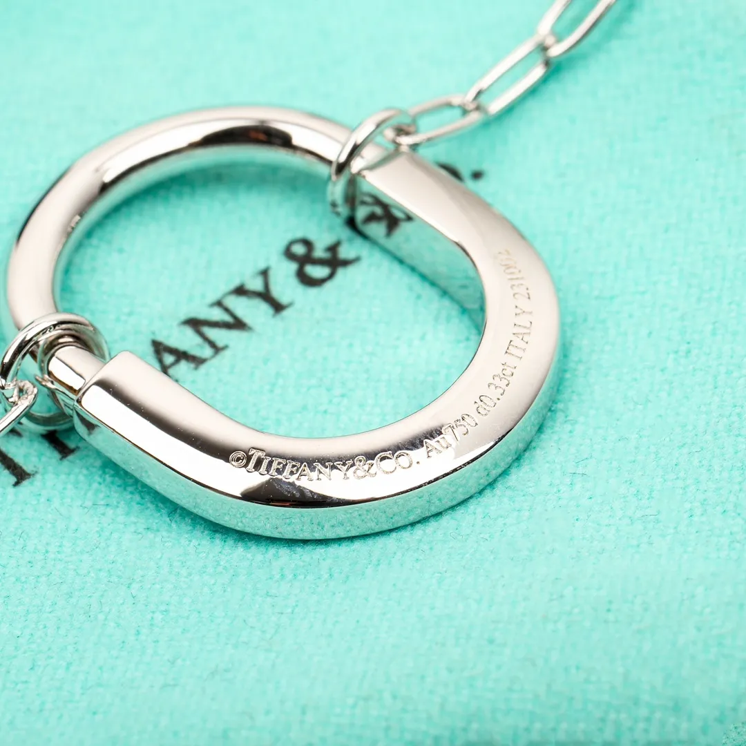 Tiffany Lock Necklace with Pav?? Diamonds, Medium 72355776 - Image 5