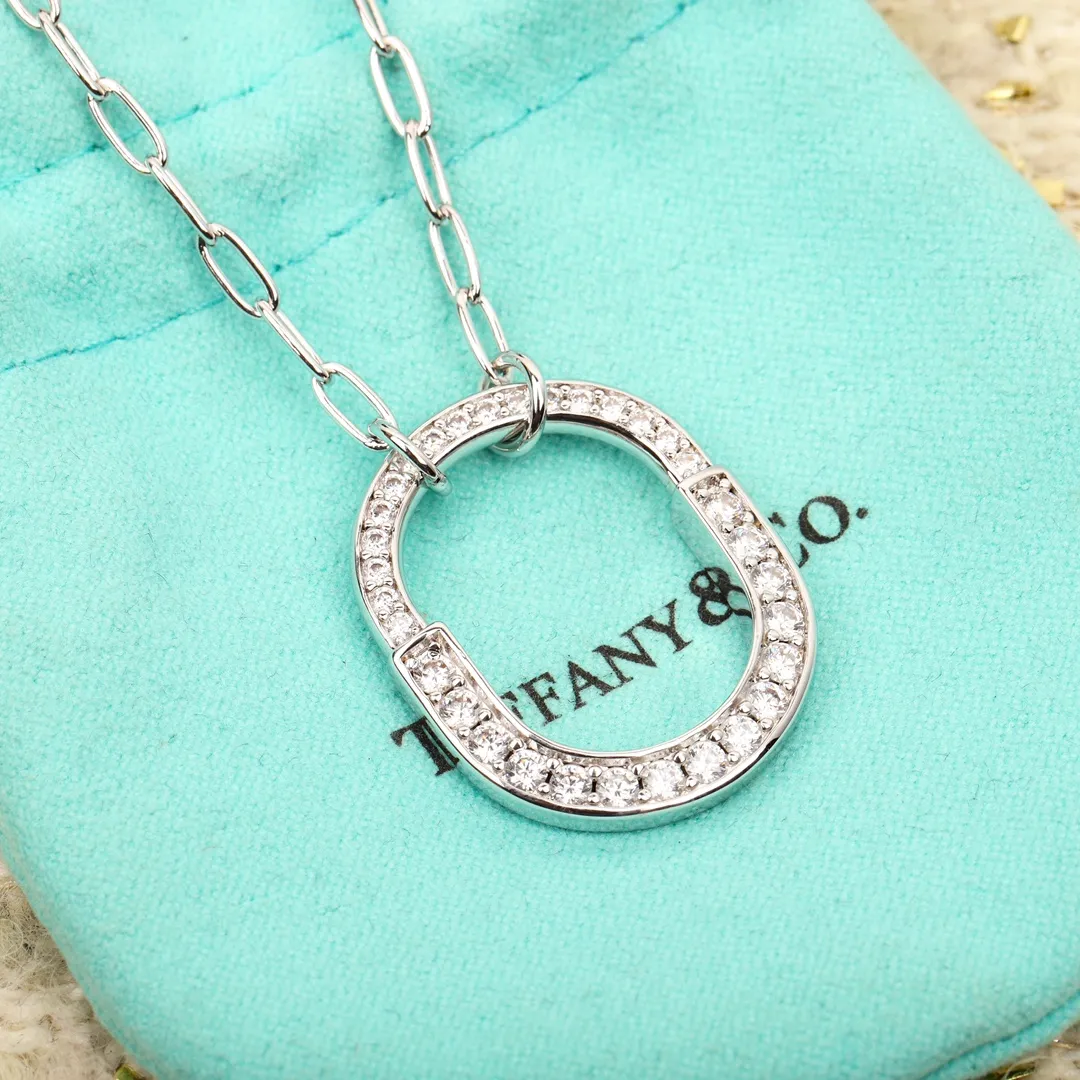 Tiffany Lock Necklace with Pav?? Diamonds, Medium 72355741 - Image 7