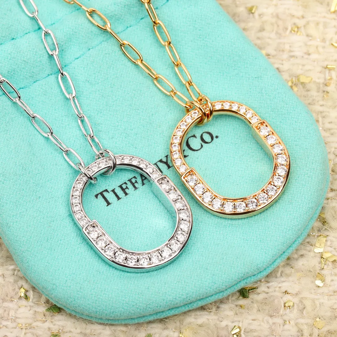 Tiffany Lock Necklace with Pav?? Diamonds, Medium 72355830 - Image 3
