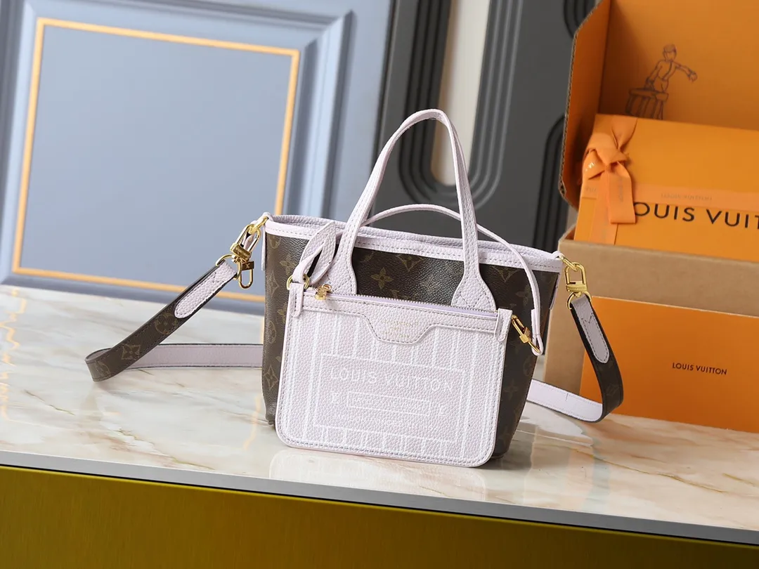 Louis Vuitton Neverfull Bandouli??re Inside Out BB Tote Bag  Monogram Lavender Leather