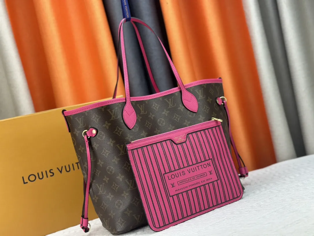 Alternative view of Louis Vuitton Neverfull Inside Out MM Tote Bag Monogram Pink Leather