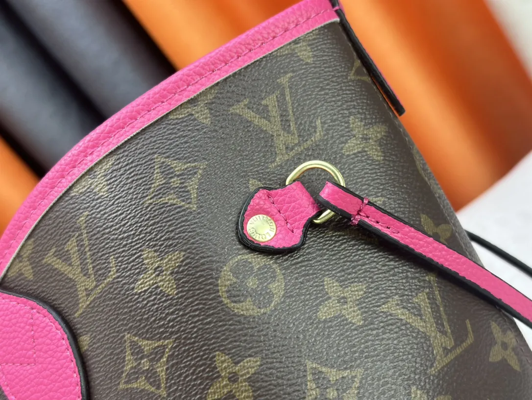 Louis Vuitton Neverfull Inside Out MM Tote Bag Monogram Pink Leather - Image 8