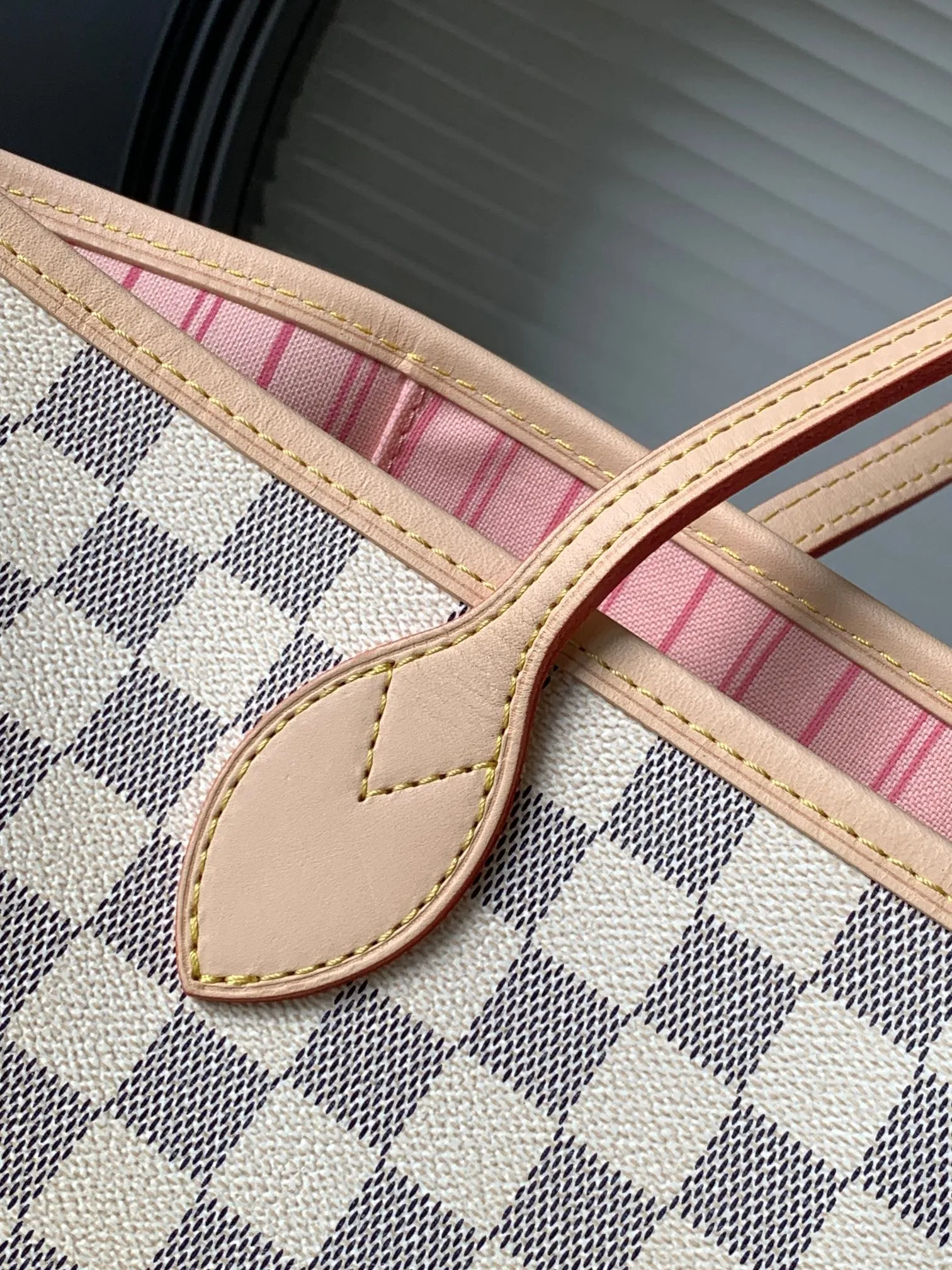 Louis Vuitton Neverfull MM Tote Bag Damier Azur Canvas with Pink Interior - Image 5