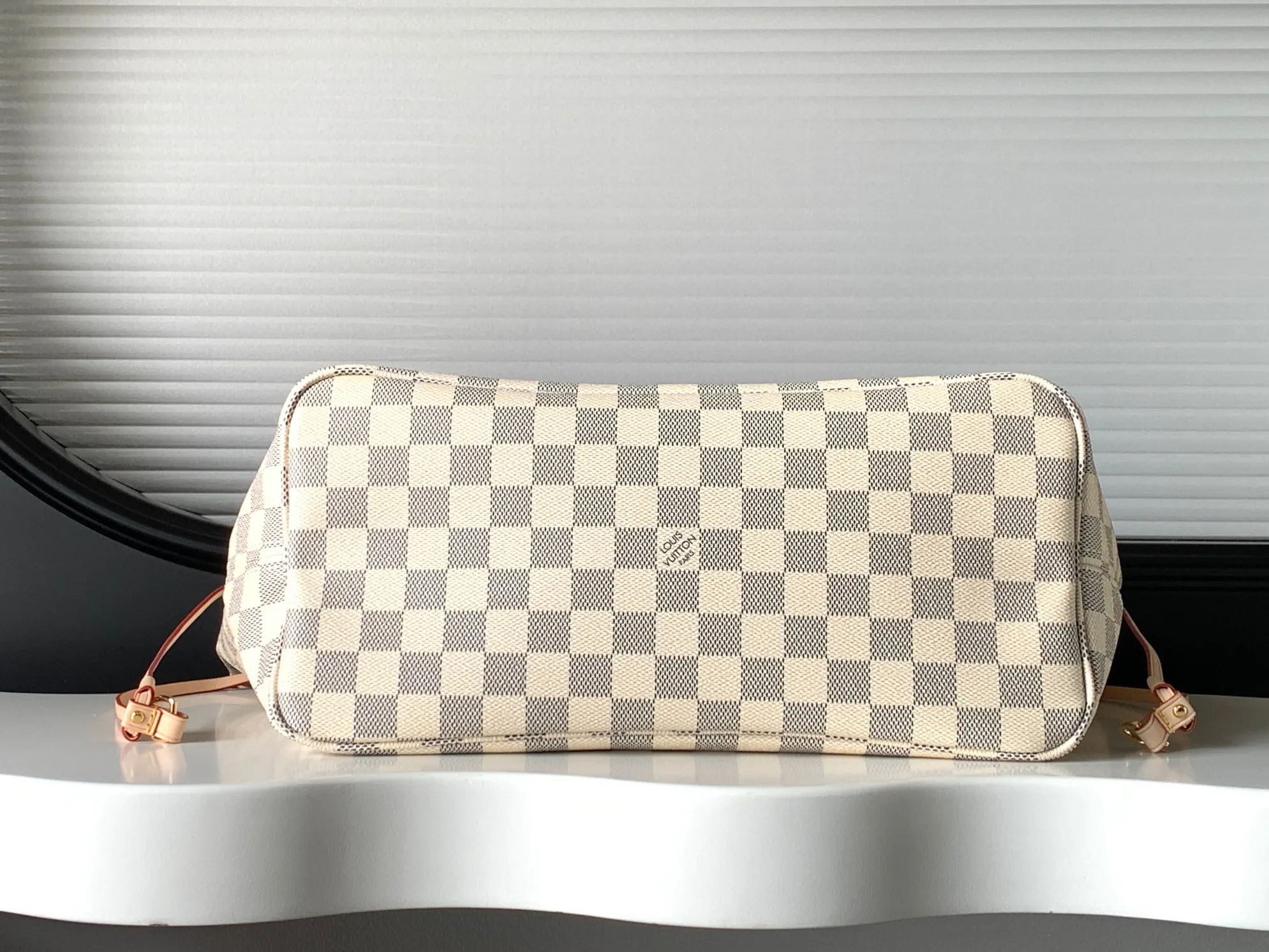 Louis Vuitton Neverfull MM Tote Bag Damier Azur Canvas with Beige Interior - Image 4