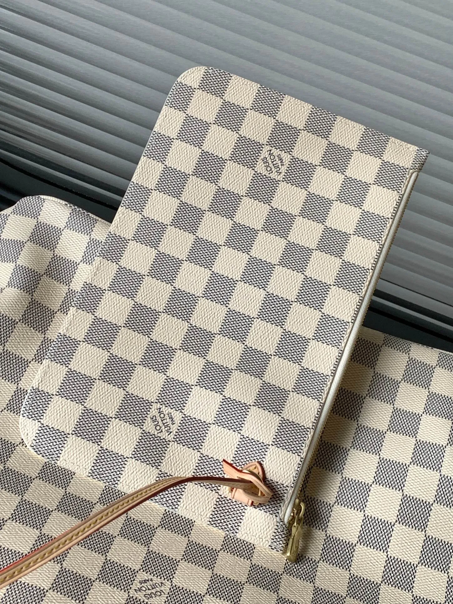 Louis Vuitton Neverfull MM Tote Bag Damier Azur Canvas with Beige Interior - Image 7