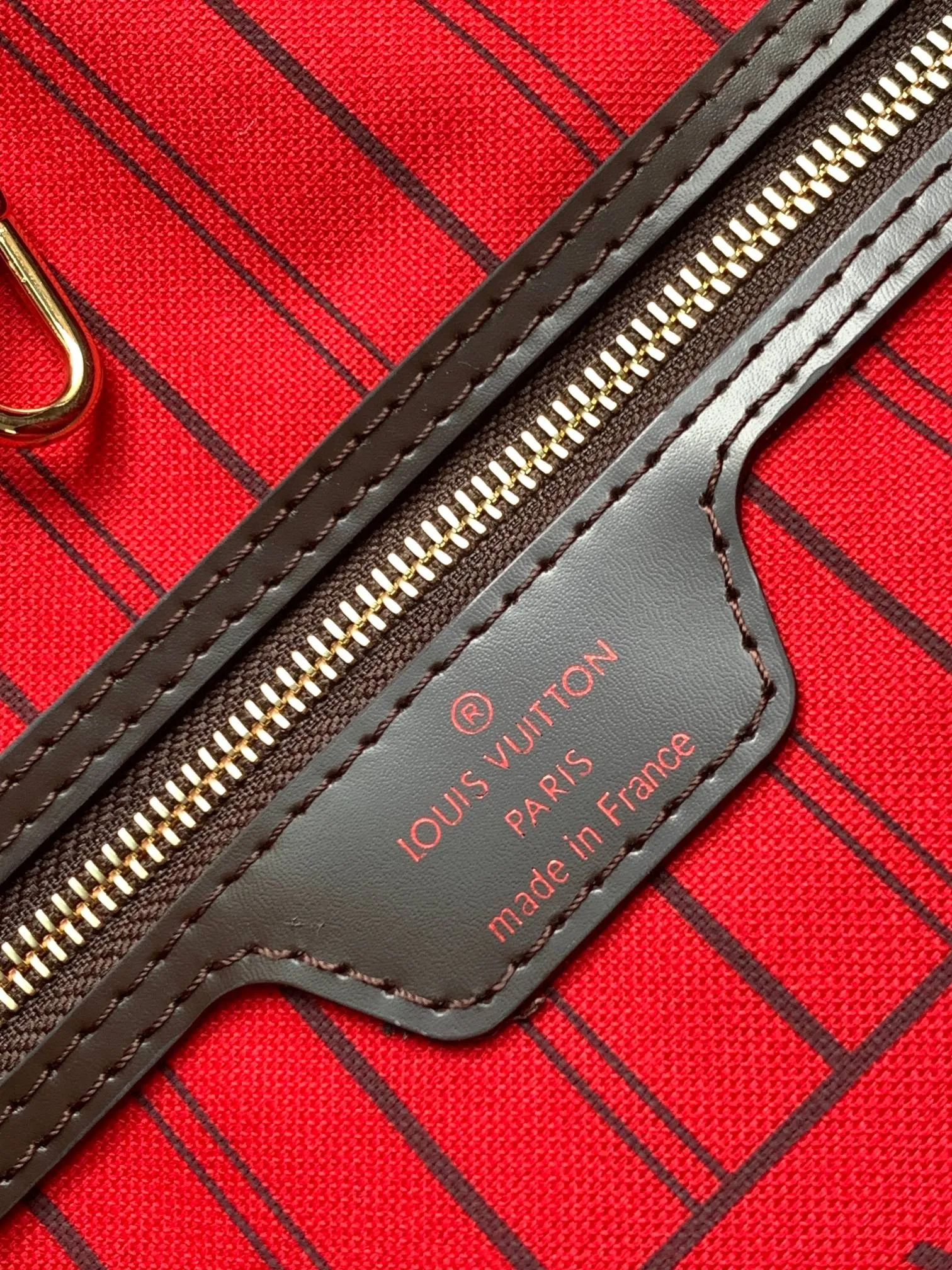 Louis Vuitton Neverfull MM Tote Bag Damier Ebene Canvas with Red Interior - 图片 9