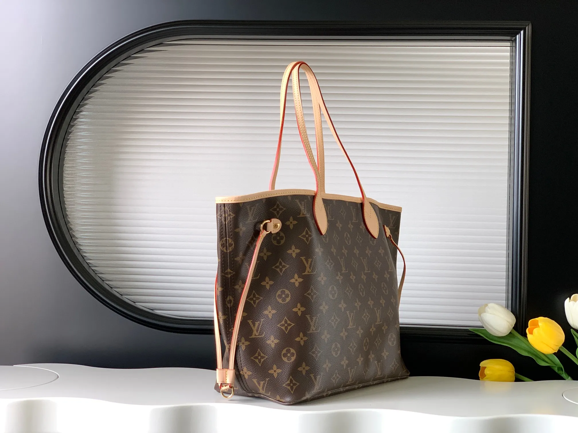 Alternative view of Louis Vuitton Neverfull MM Tote Bag Monogram Canvas with Red Interior