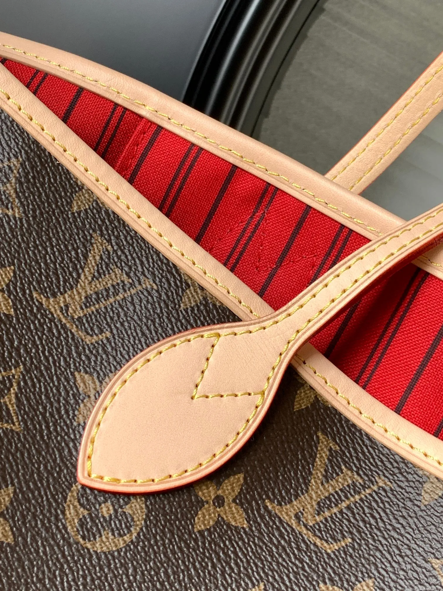 Louis Vuitton Neverfull MM Tote Bag Monogram Canvas with Red Interior - 图片 5