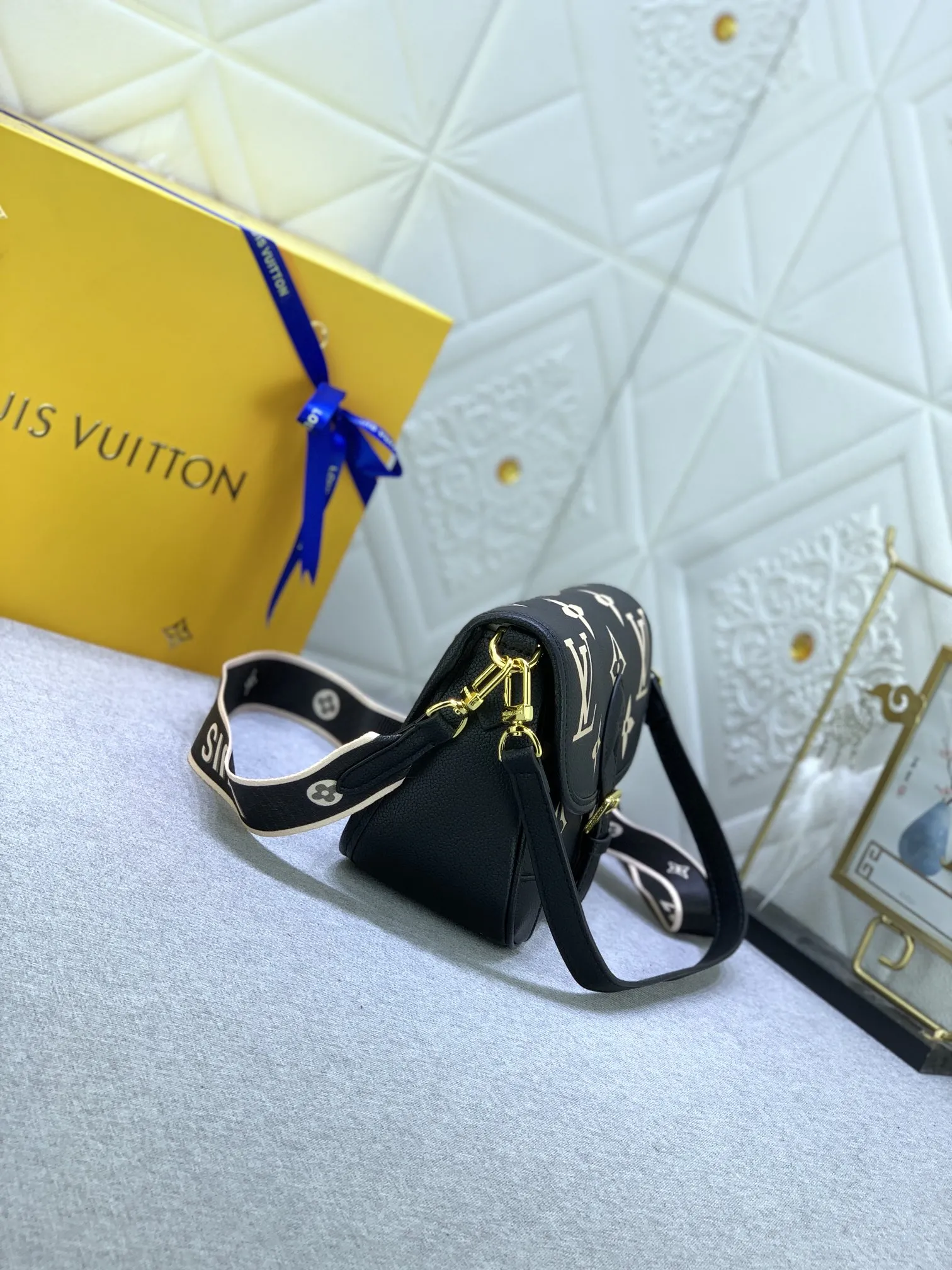 Louis Vuitton Nano Diane Bag Monogram Empreinte Black Leather White Letter - Image 5