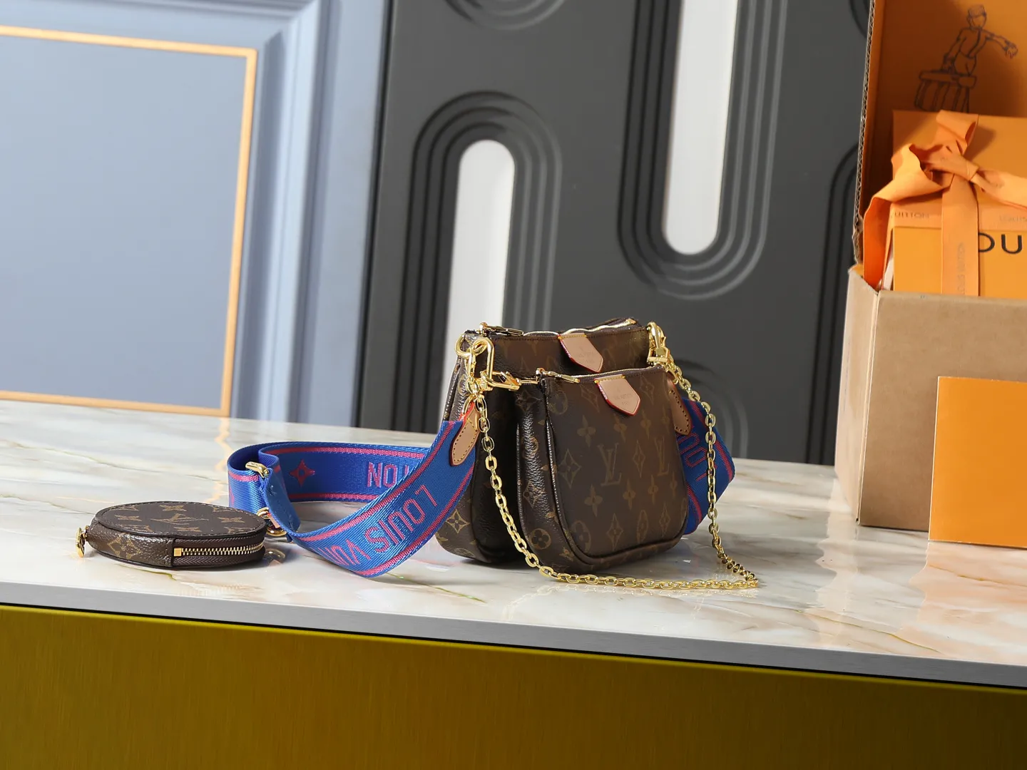 Alternative view of Louis Vuitton Multi Pochette Accessoires Monogram Canvas with Blue Strap