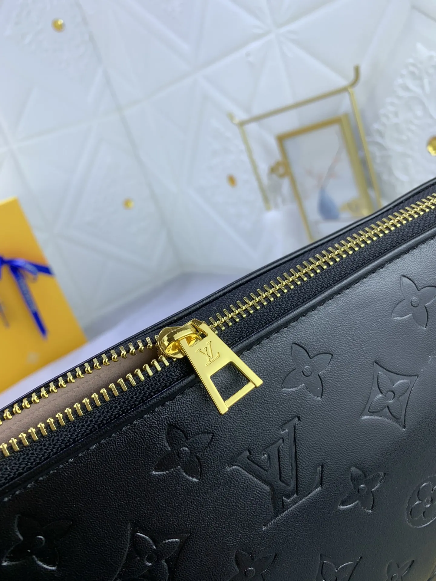 Louis VuittonCoussin Bag Monogram Embossed Lambskin Black with Gold Chain - Image 5