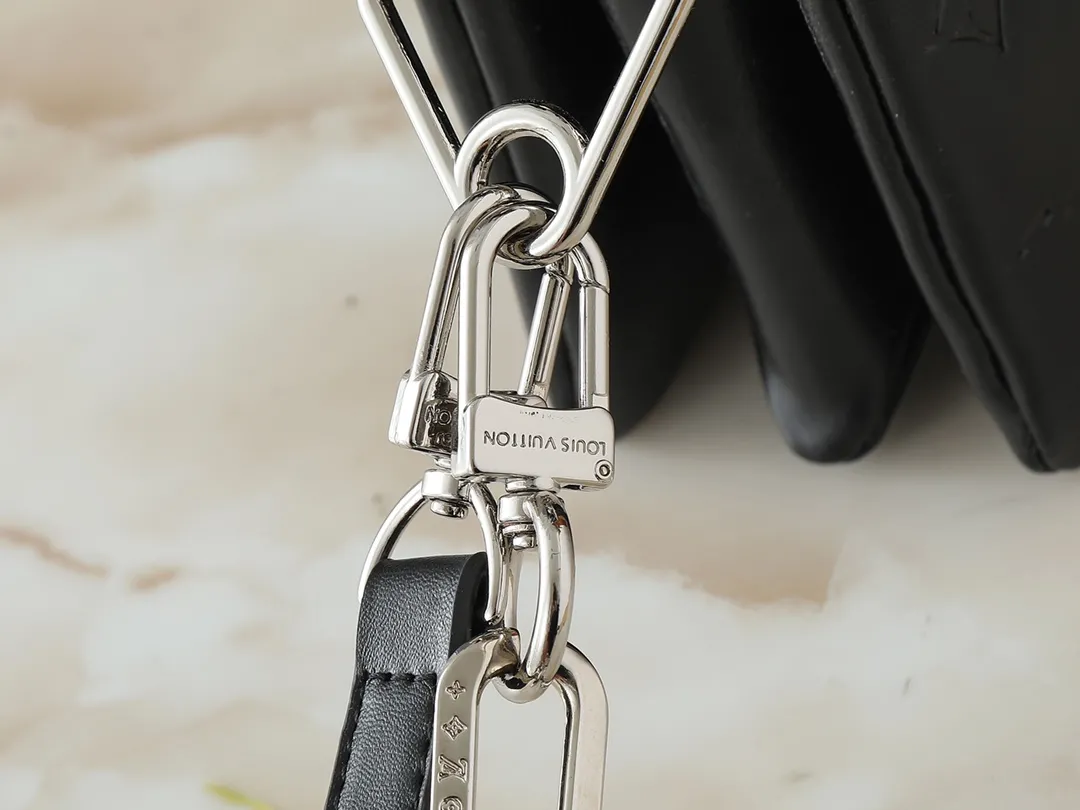 Louis Vuitton Mini Coussin BB Bag Black Monogram Embossed Leather with Silver Chain - Image 5