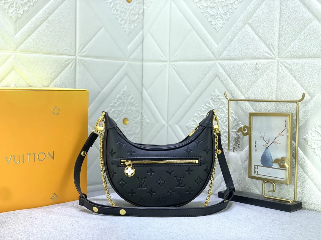 Louis Vuitton Loop Hobo Bag Black Monogram Embossed Leather