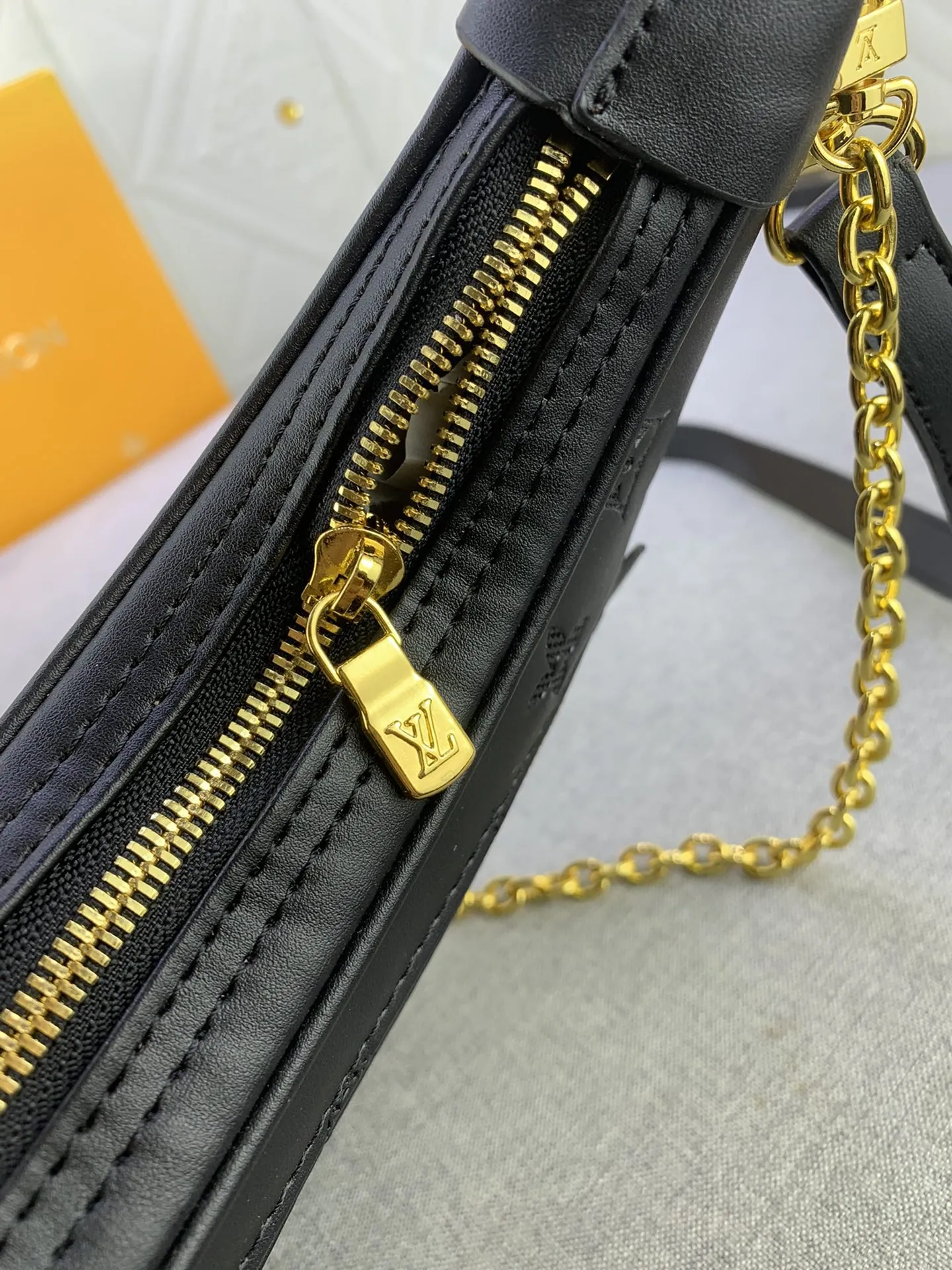 Louis Vuitton Loop Hobo Bag Black Monogram Embossed Leather - Image 6