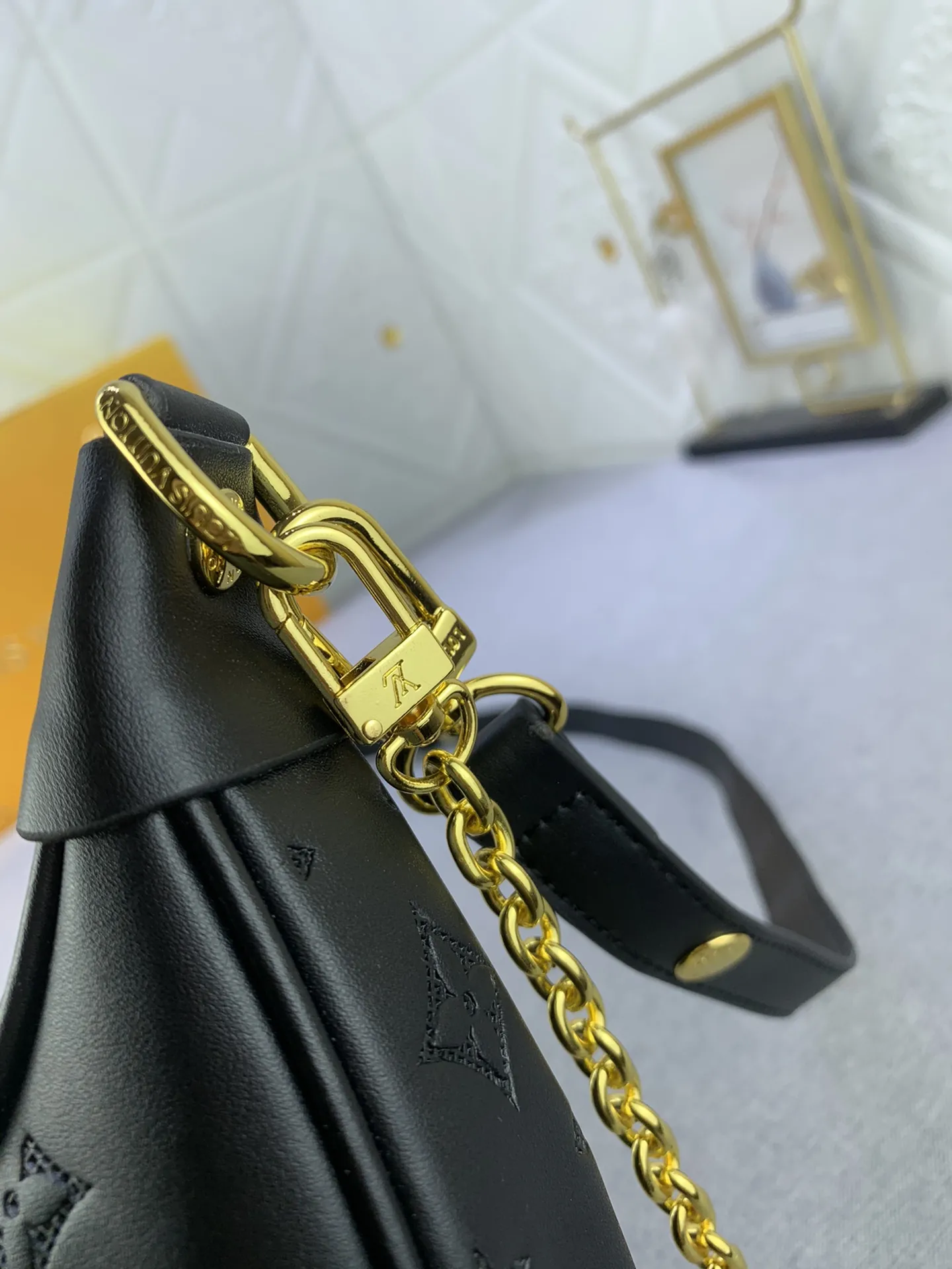 Louis Vuitton Loop Hobo Bag Black Monogram Embossed Leather - Image 7