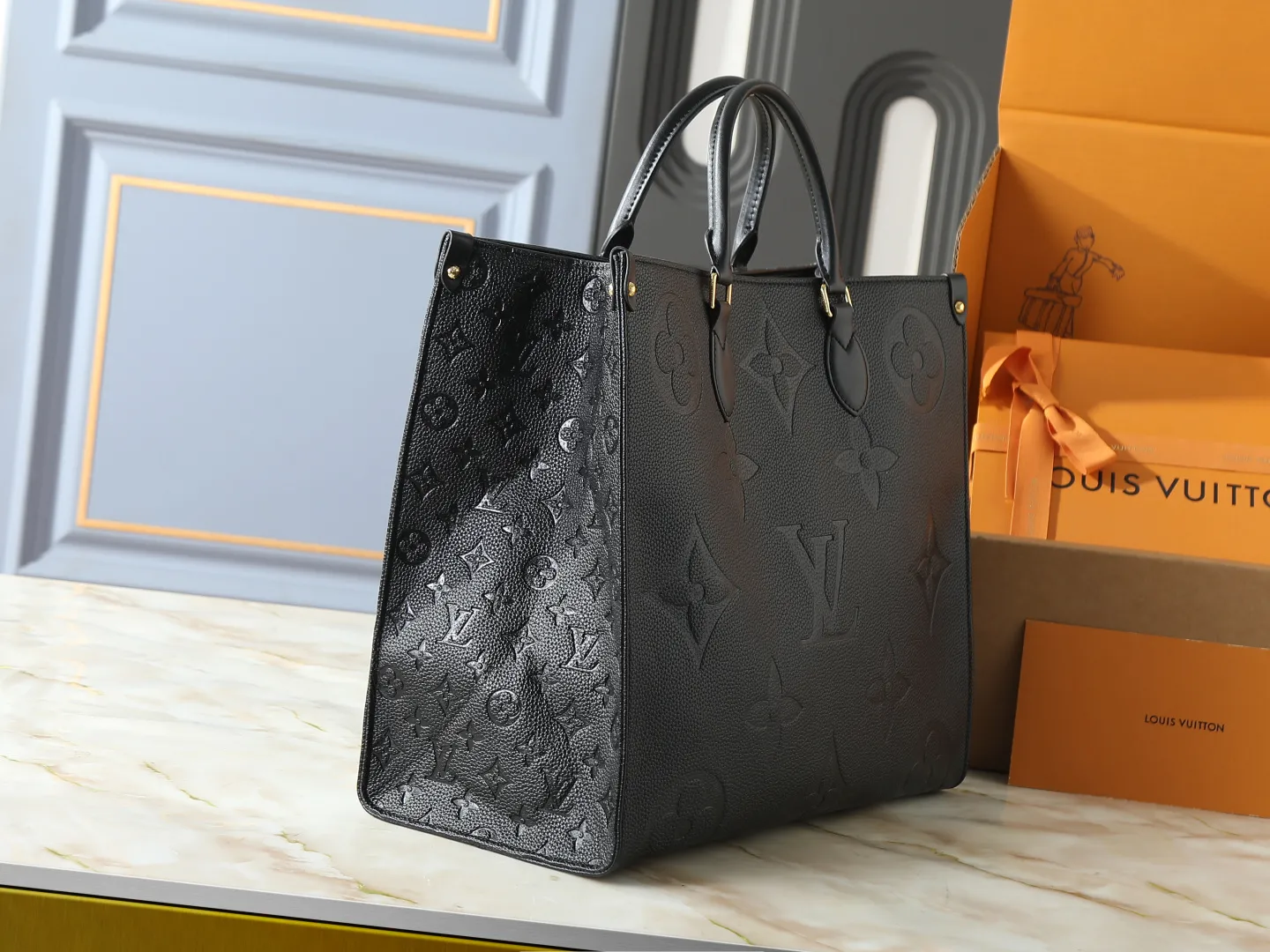 Alternative view of Louis Vuitton OnTheGo MM Tote Bag Black Monogram Empreinte Leather