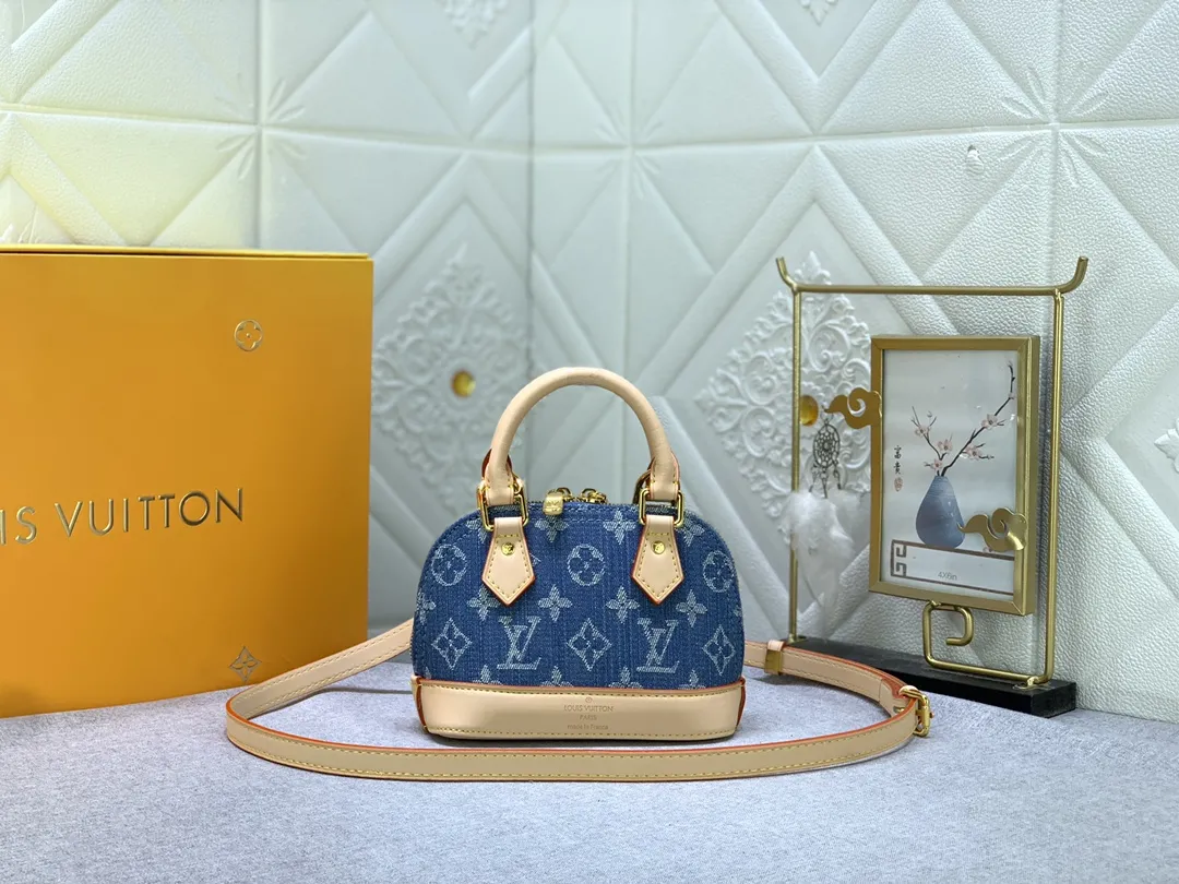 Louis Vuitton Nano Alma Handbag Monogram Denim Blue