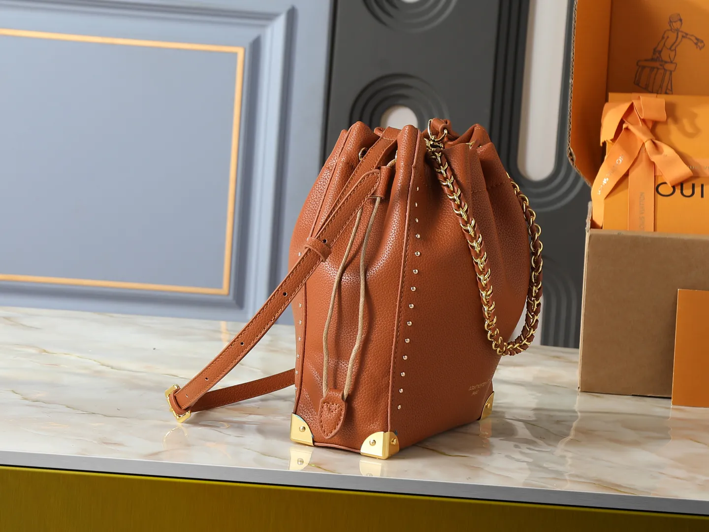 Alternative view of Louis Vuitton No?? Trunk Bucket Handbag Brown Leather