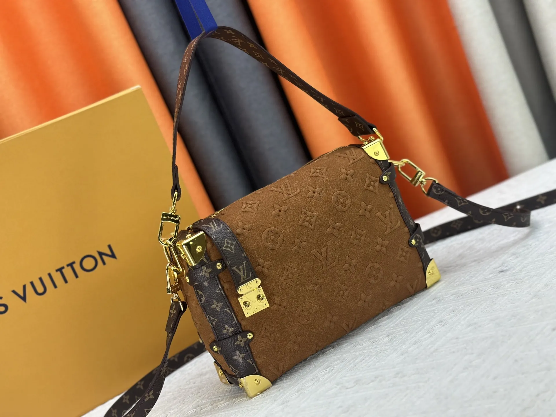 Alternative view of Louis Vuitton Side Trunk Handbag Monogram Embossed Sand Color