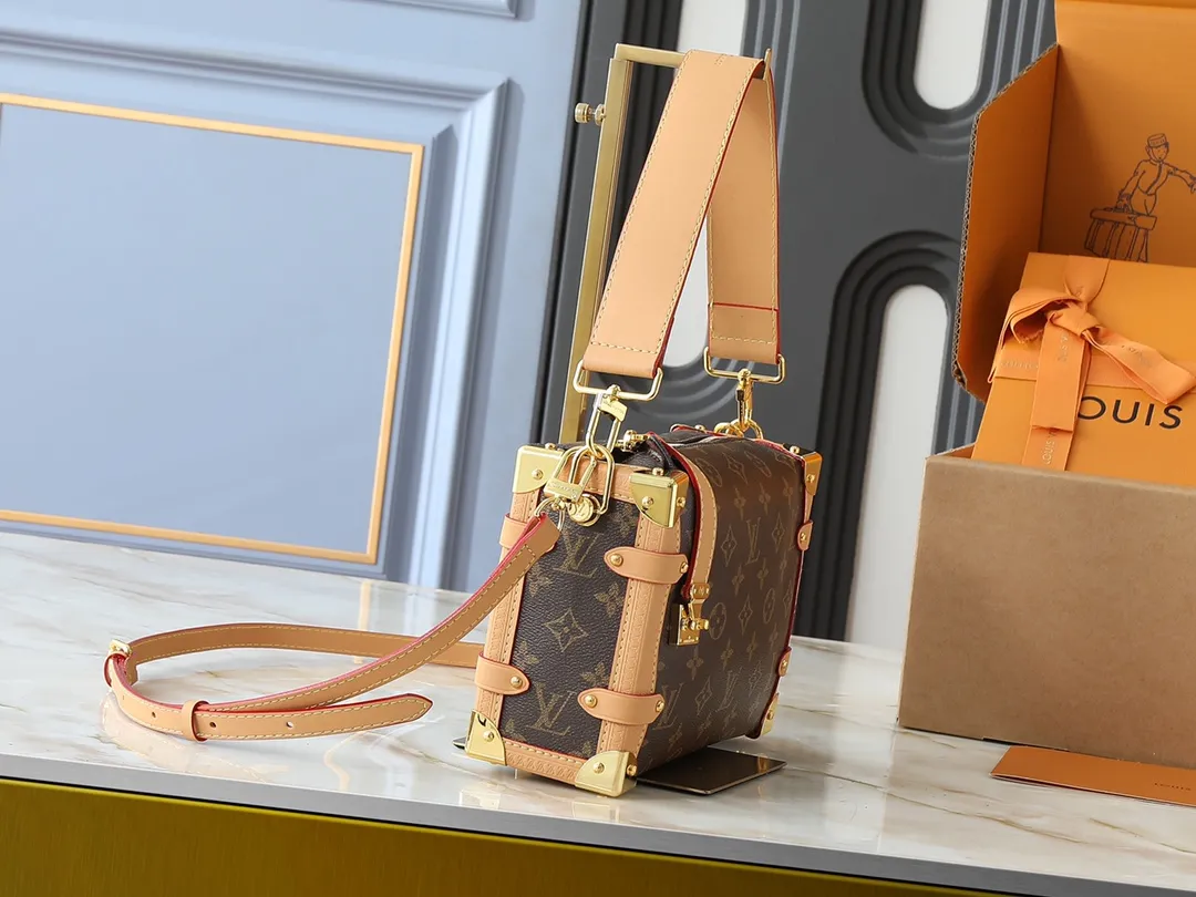 Alternative view of Louis Vuitton Side Trunk Handbag Monogram Canvas with Natural Leather Trim