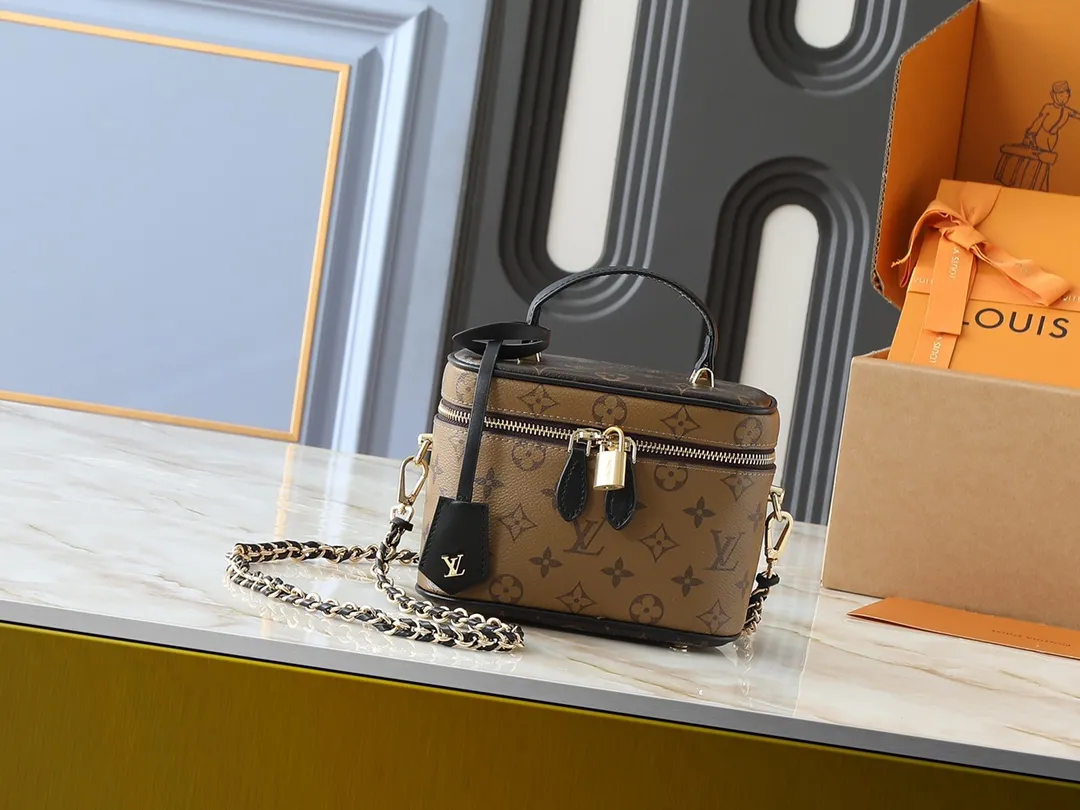 Louis Vuitton Vanity PM Handbag Monogram Reverse Tan