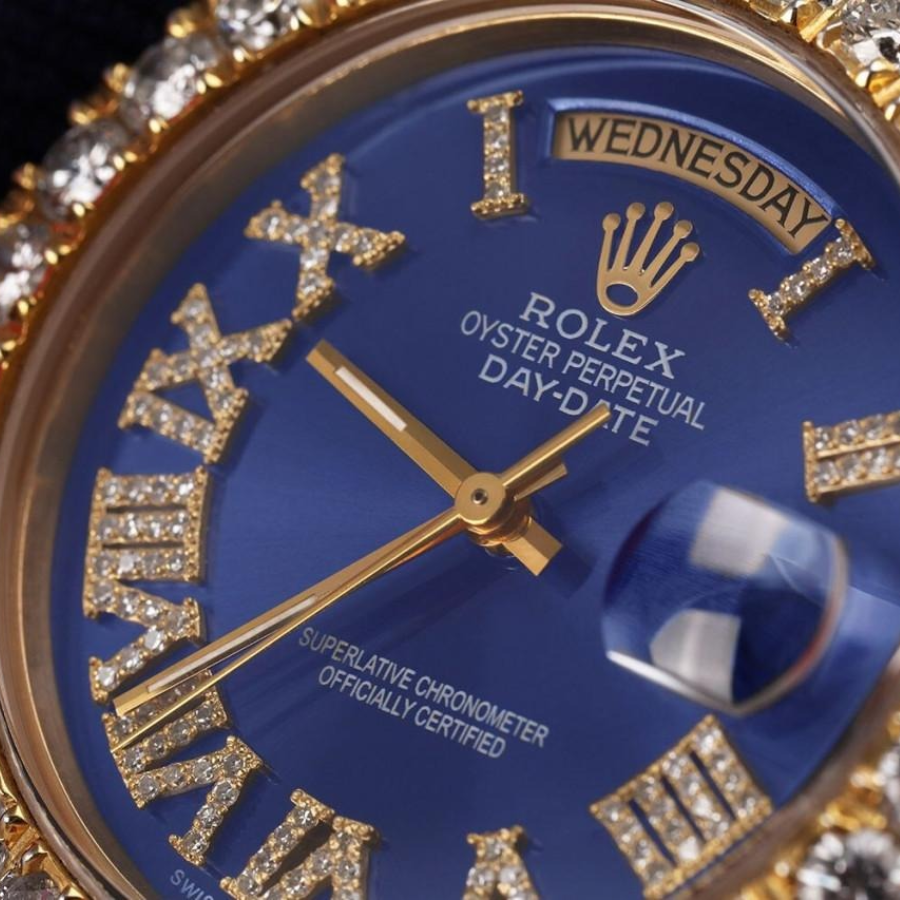 Alternative view of Rolex Day-Date 18038 ??Iced Out?? High Fidelity Replica