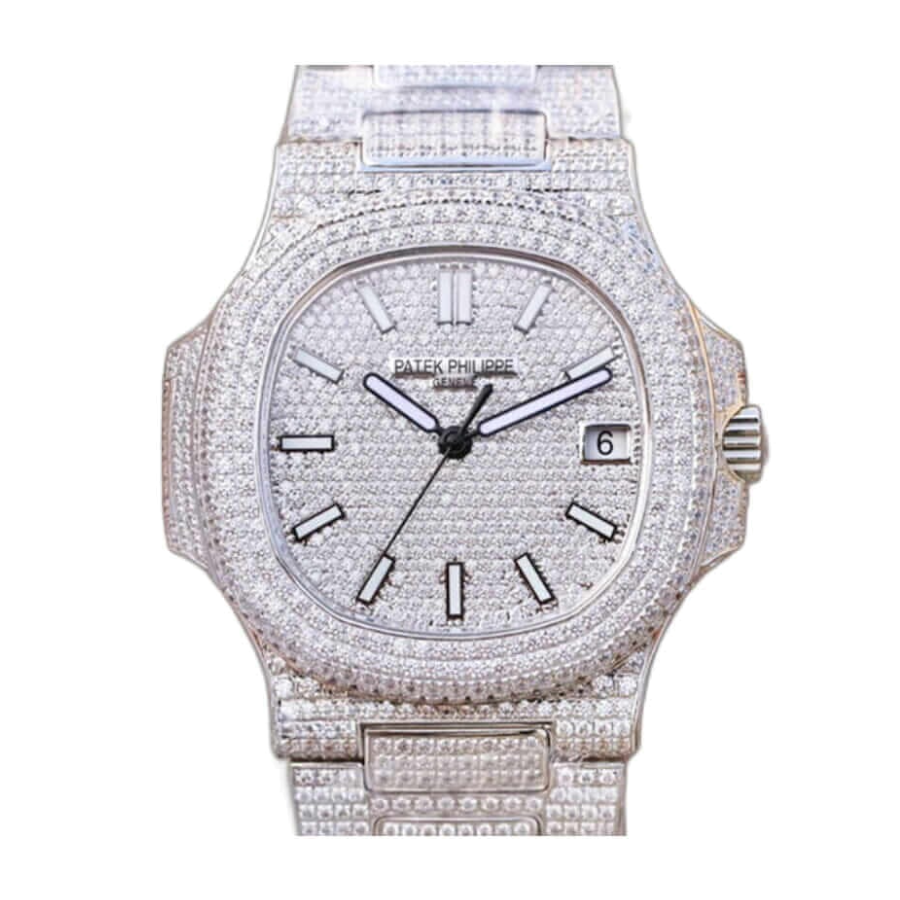Patek Philippe Nautilus ??Iced Out?? 5719/10G Authentic Copy 1:1