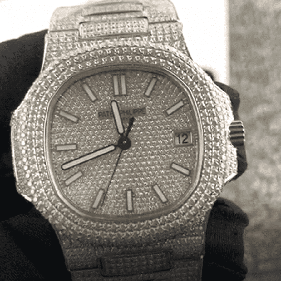 Alternative view of Patek Philippe Nautilus ??Iced Out?? 5719/10G Authentic Copy 1:1
