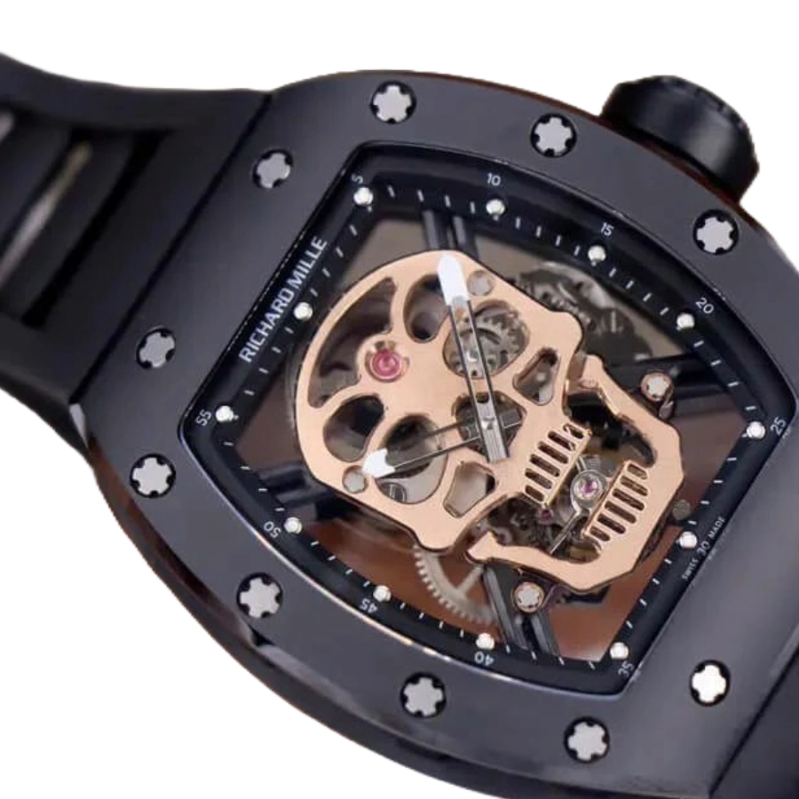 Alternative view of Richard Mille RM 52-01 Tourbillon ??Skull?? Rose Gold Luxury Clone Quality