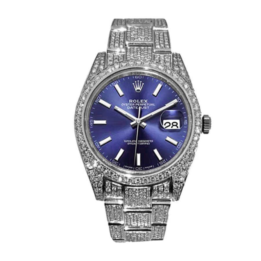 Rolex Datejust 126300 ??Iced Out Blue Dial?? Premium Clone Edition