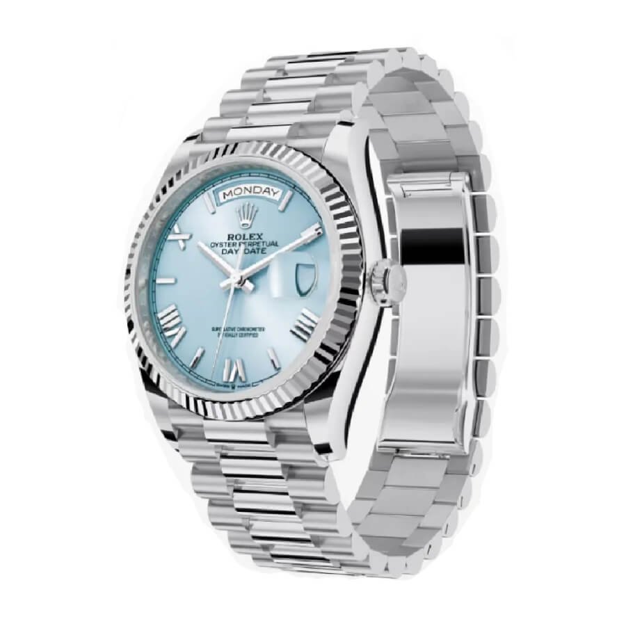 Alternative view of Rolex Day-Date 228236 ??Ice Blue Grooved?? Super Clone Quality