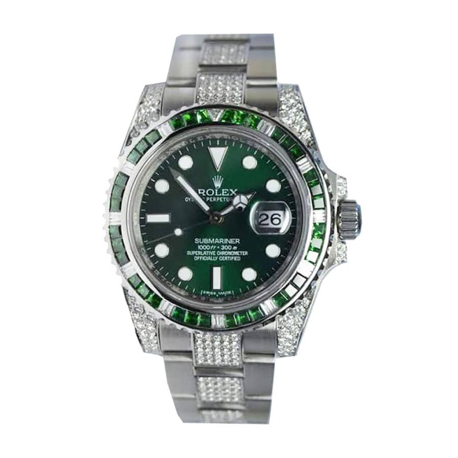 Rolex Submariner 116610LV ??Hulk Iced Out?? Premium Replica 1:1