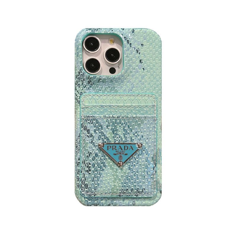 LEATHER SERPENTINE PR PHONE CASE WITH CARD HOLDER