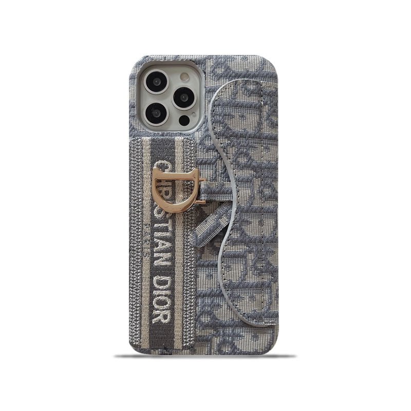 CD IPHONE CASE WITH CARD HOLDER GRAY