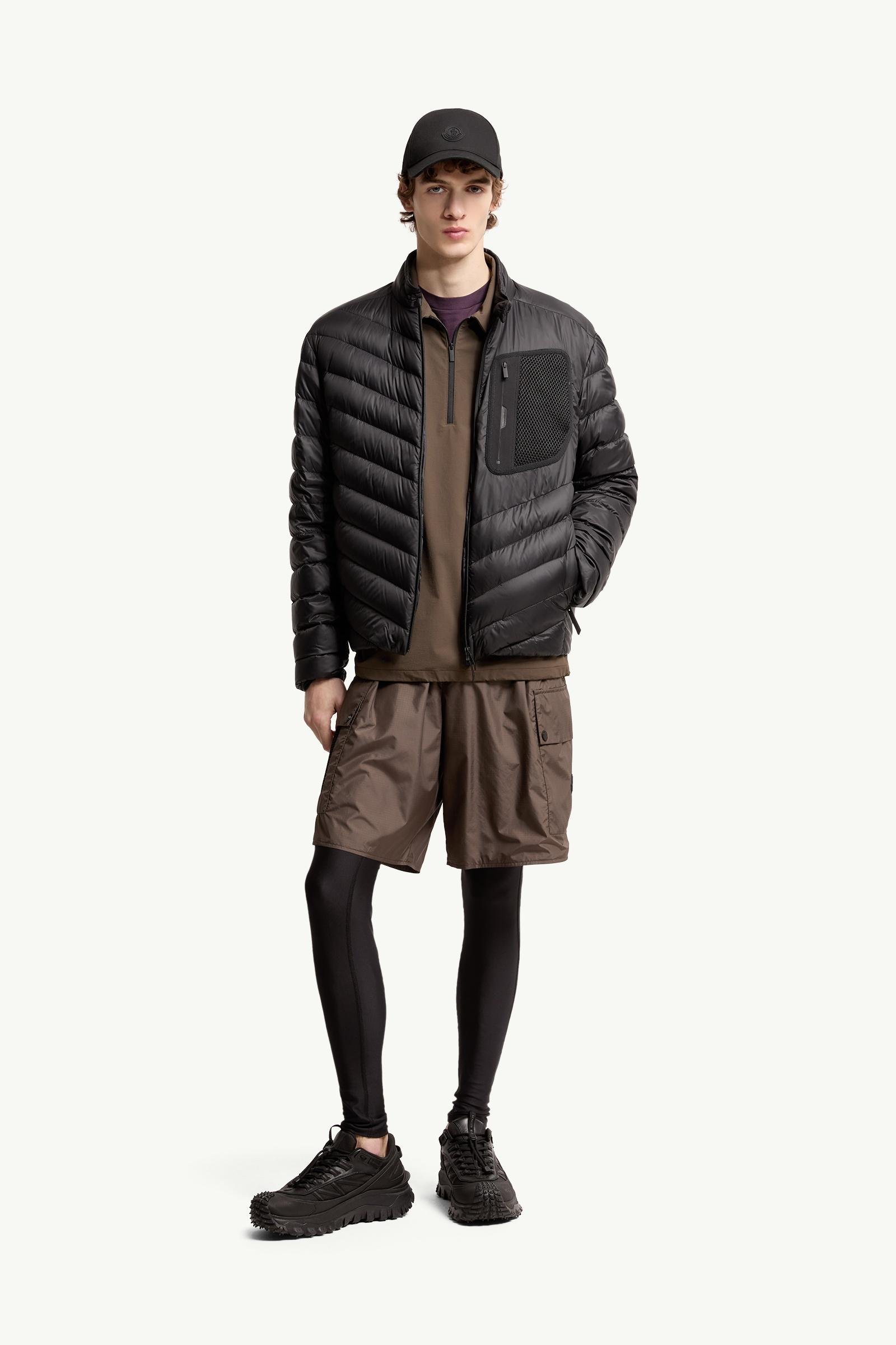 Mackinac Diagonal-Quilted Down Biker Jacket