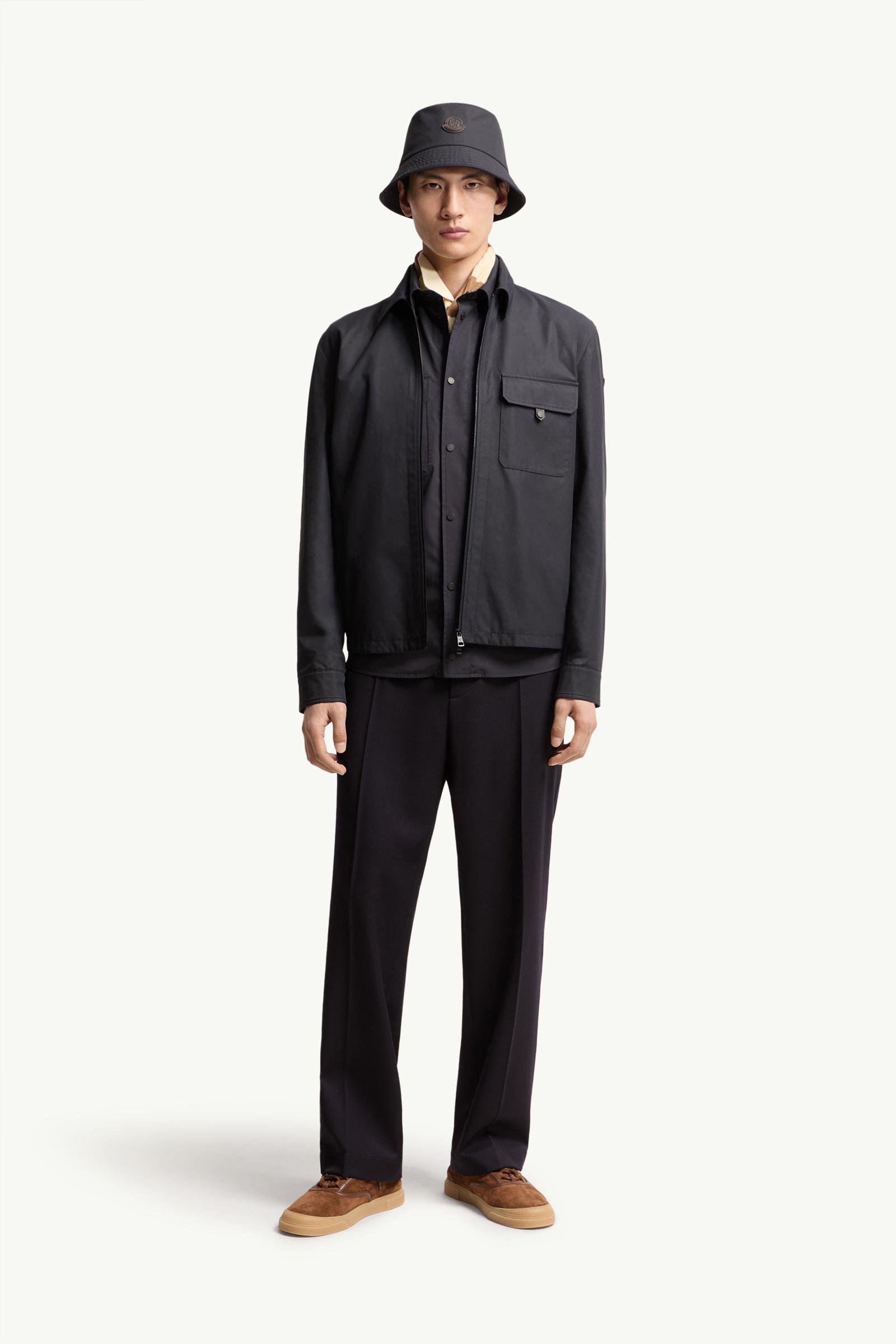 Leather Logo Cotton Blend Shirt Jacket
