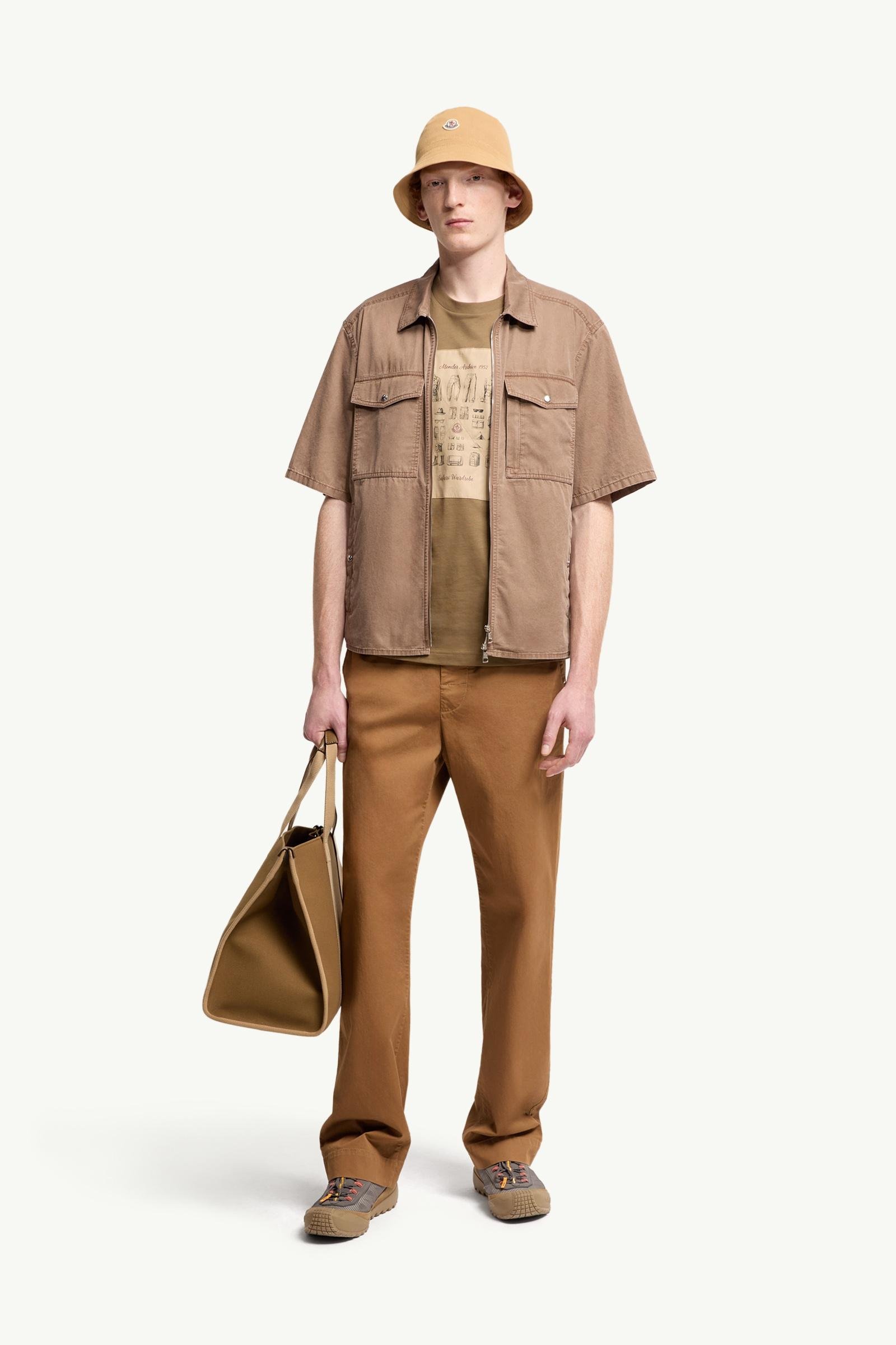 Short Sleeve Cotton Zip-Up Shirt