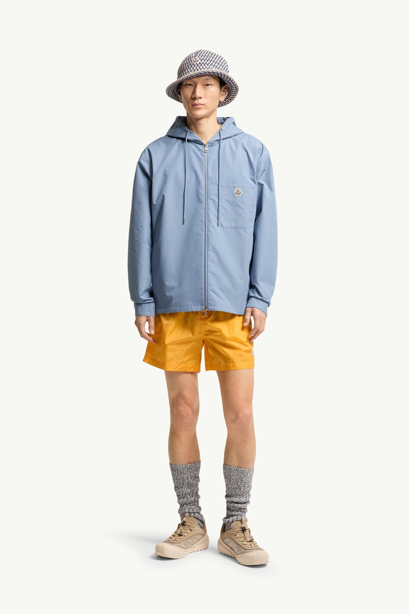 Cotton Blend Poplin Hooded Shirt Jacket