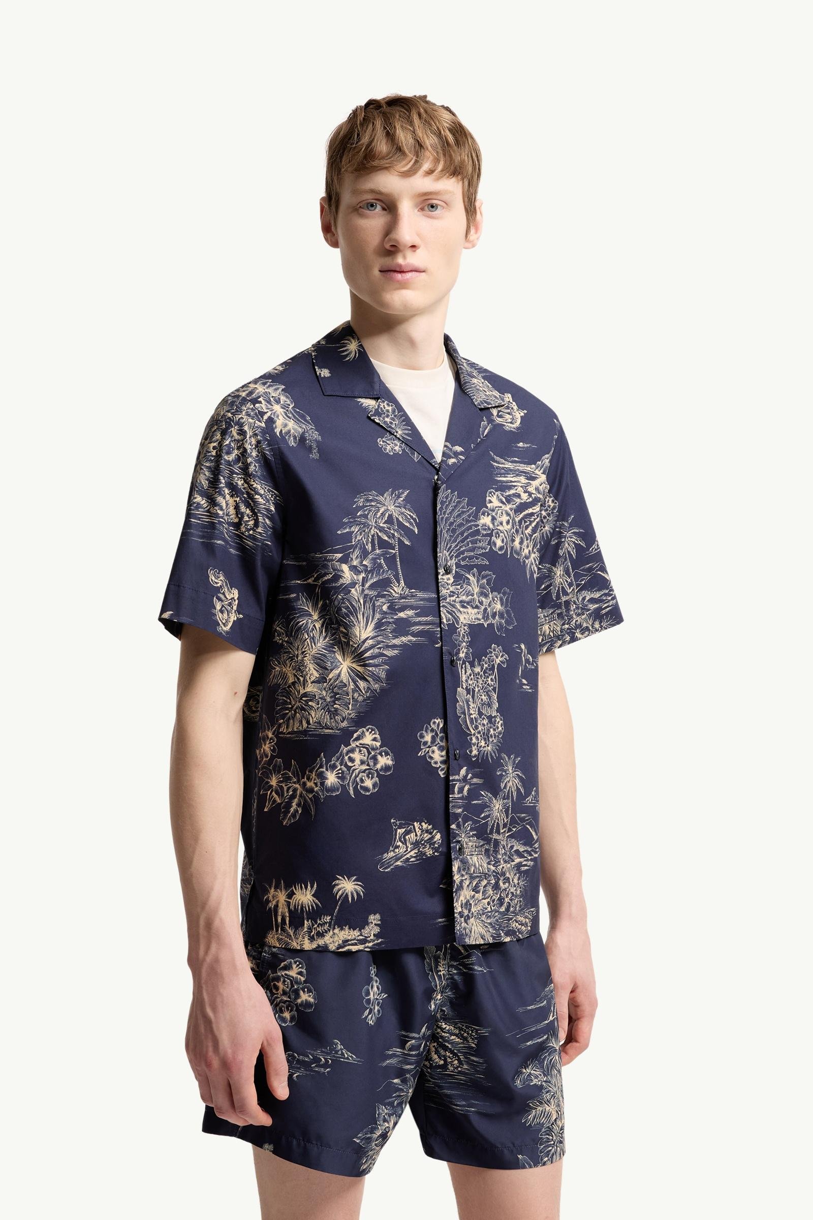 Floral Print Short Sleeve Cotton Shirt - 图片 4