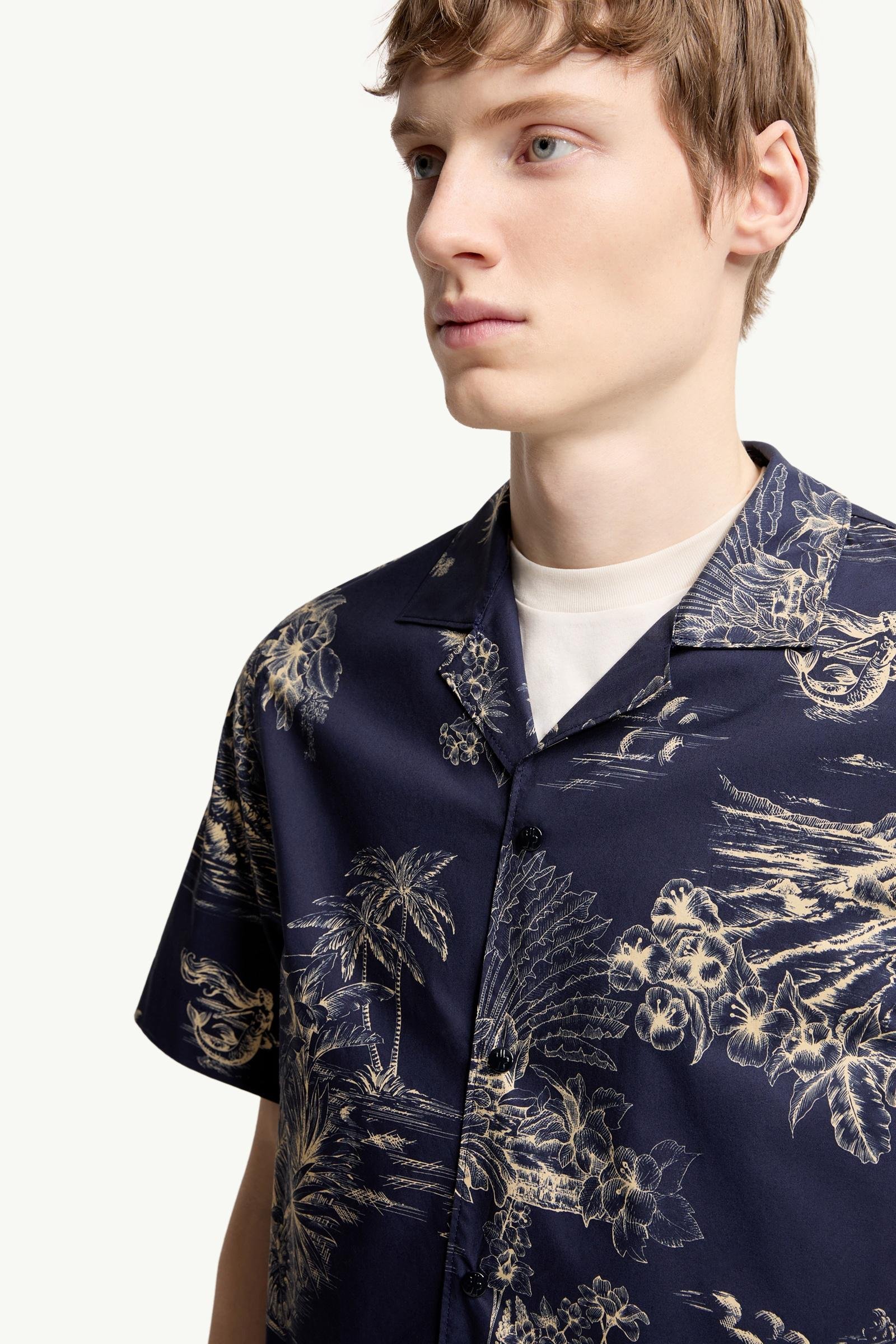 Floral Print Short Sleeve Cotton Shirt - 图片 6