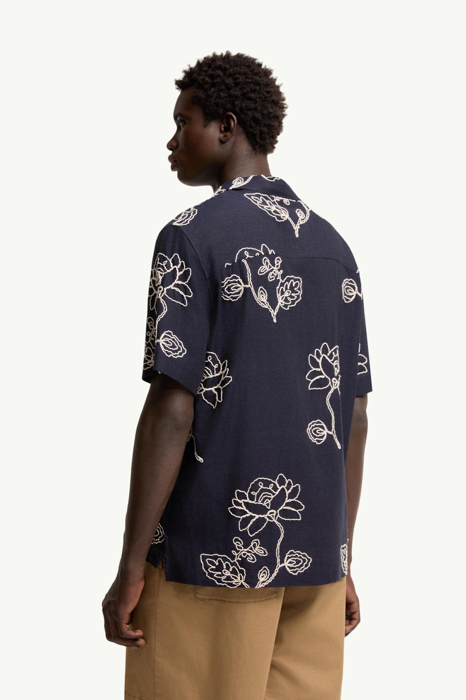 Embroidered Linen Blend Shirt - 图片 5