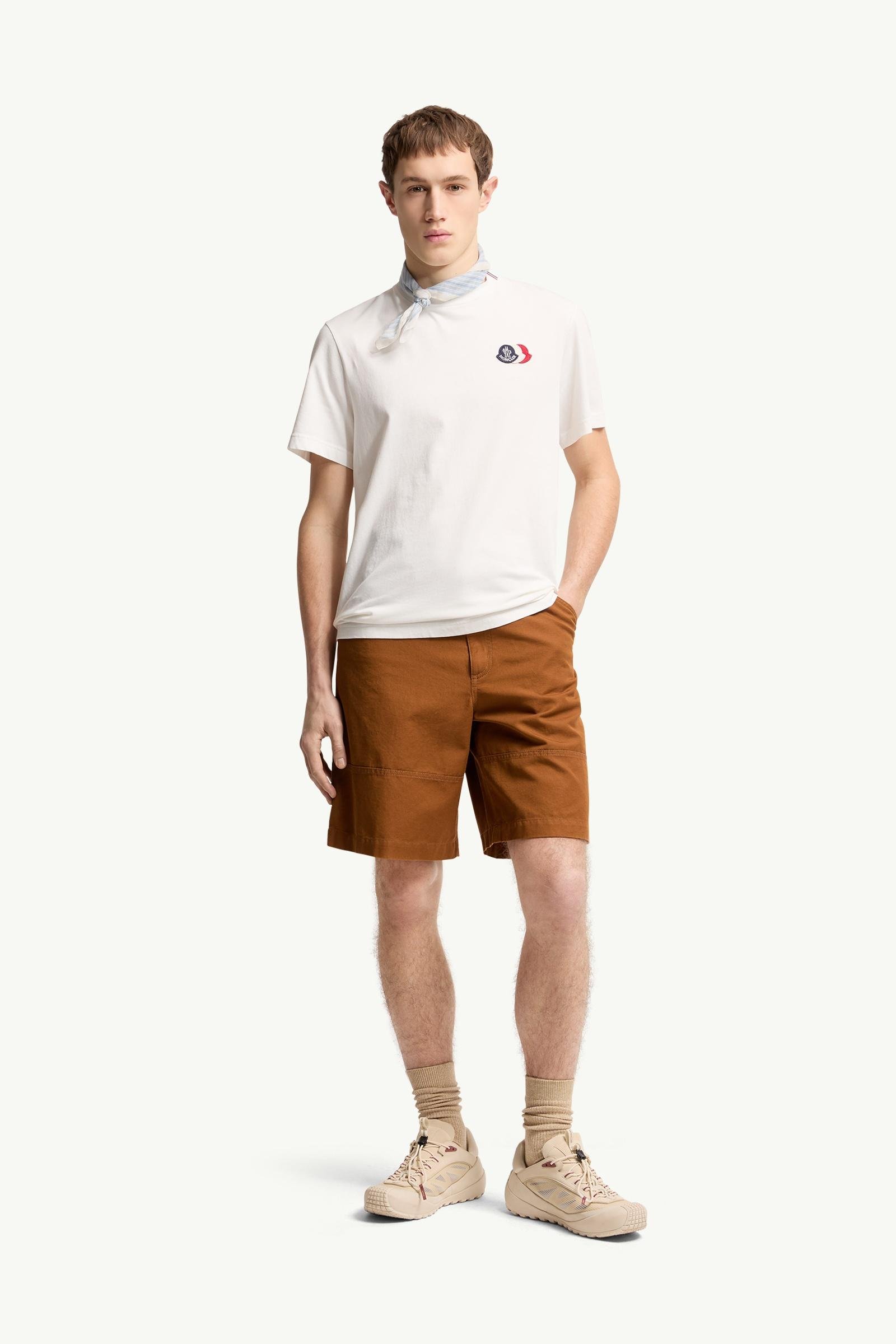 Embroidered Tricolor Logo Cotton T-Shirt