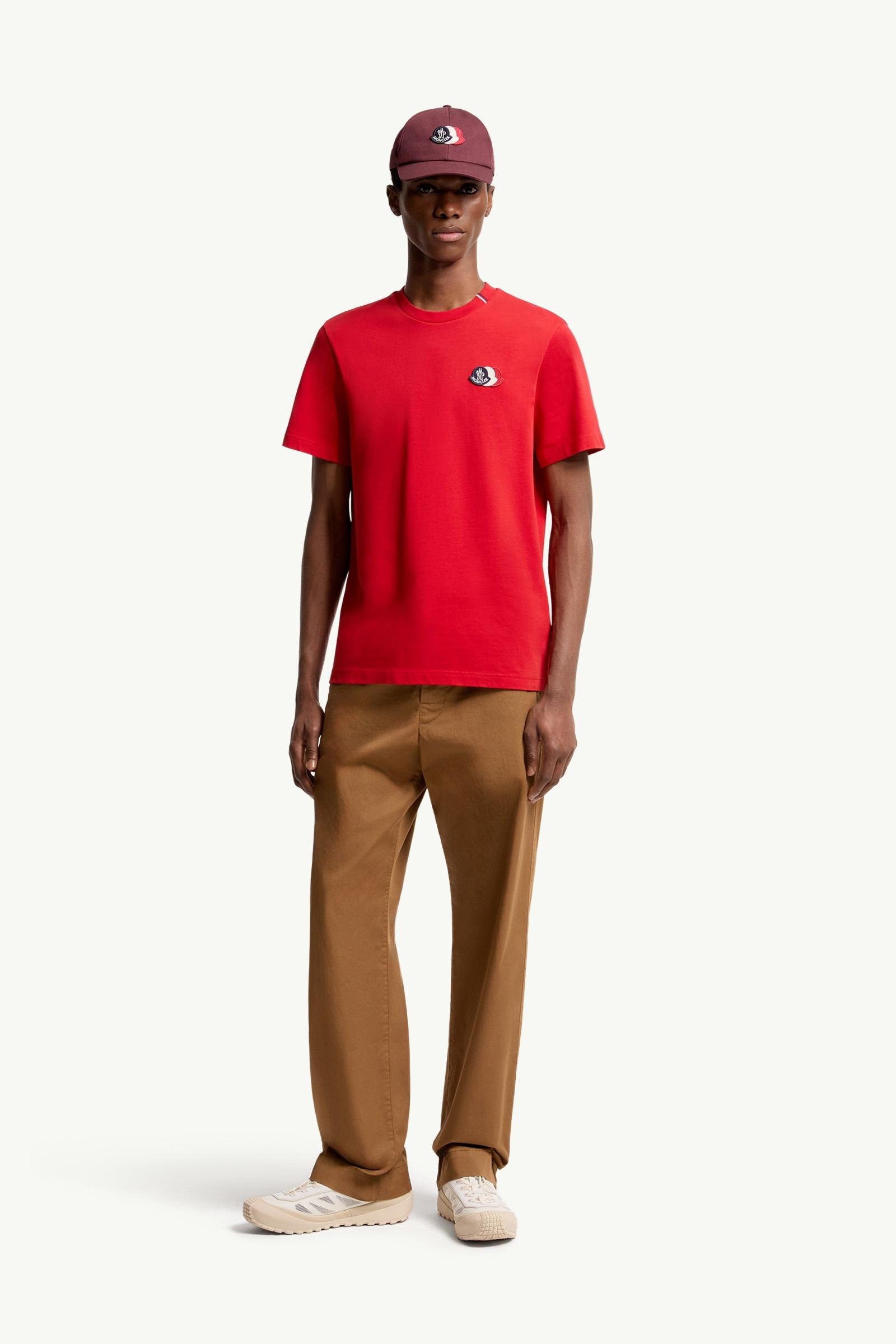 Embroidered Tricolor Logo Cotton T-Shirt