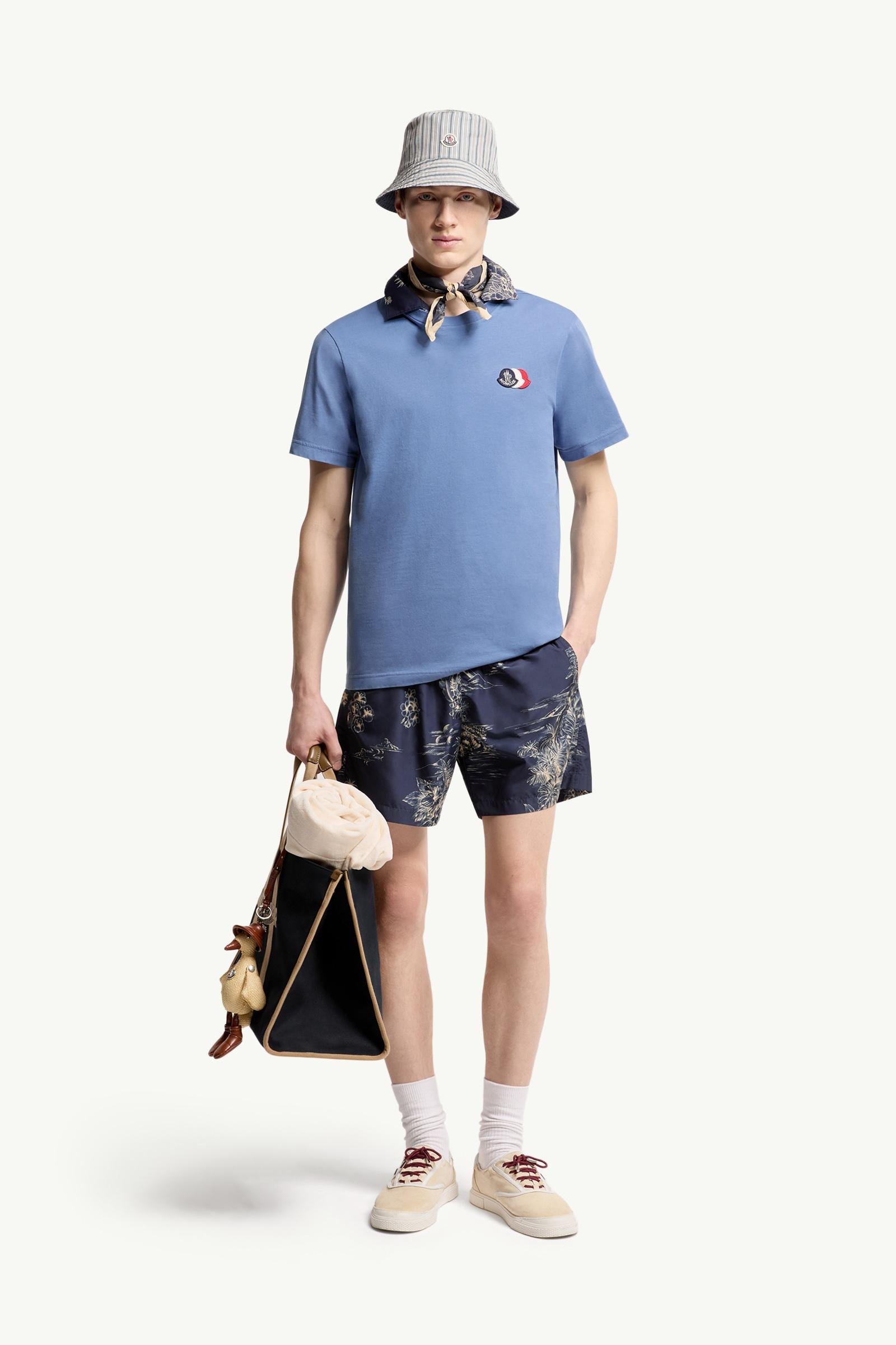 Embroidered Tricolor Logo Cotton T-Shirt