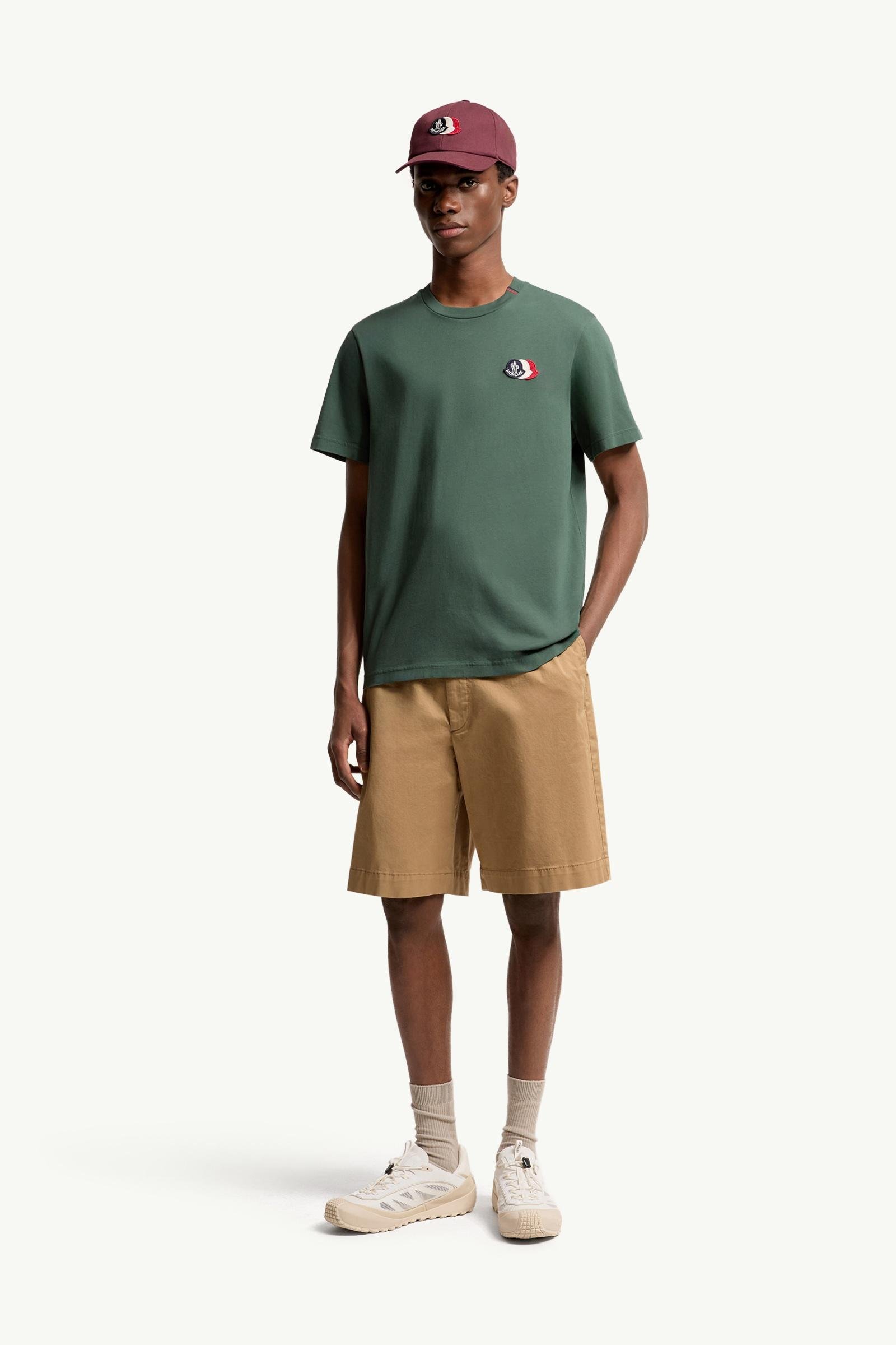 Embroidered Tricolor Logo Cotton T-Shirt