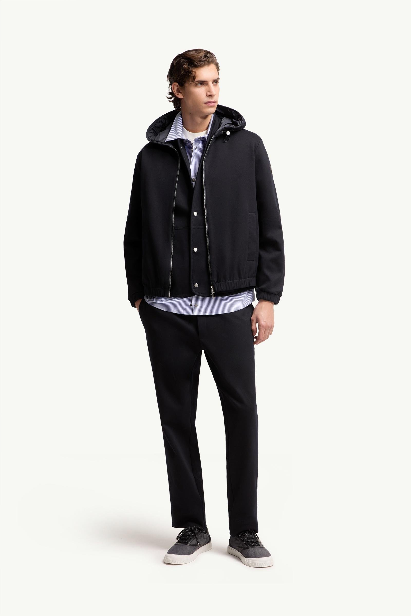 Leather Logo Cotton Blend Zip-Up Hoodie