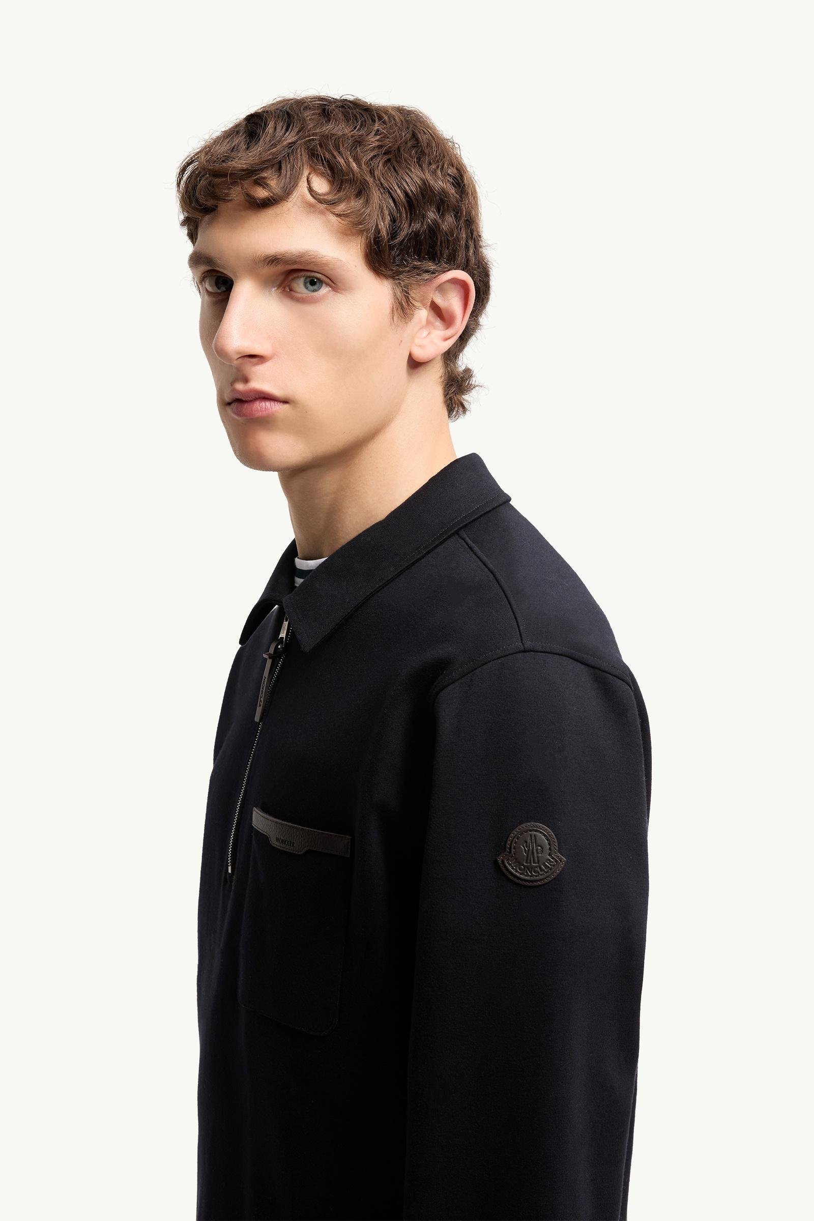 Alternative view of Leather Logo Cotton Blend Half-Zip Sweatshirt