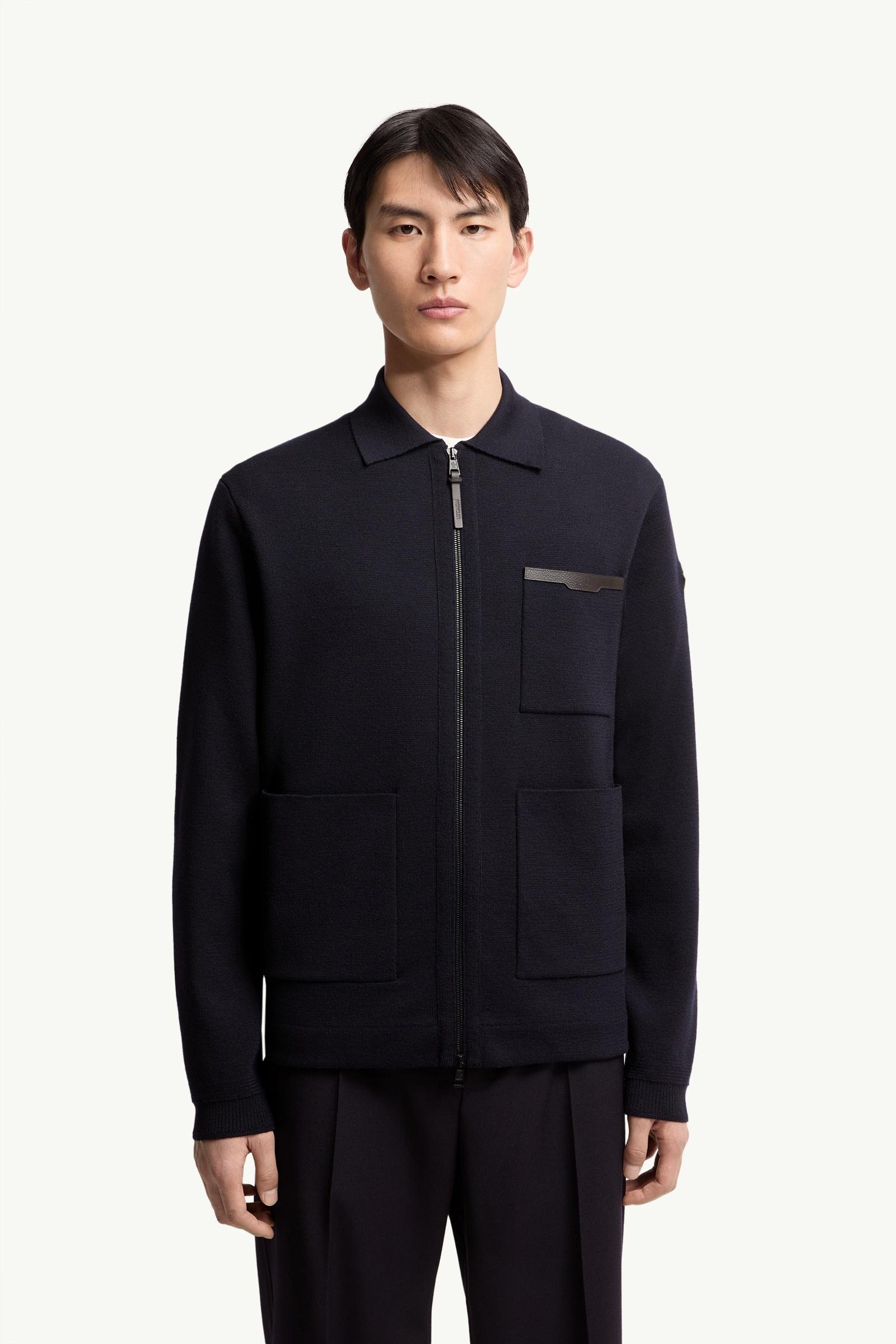 Leather Logo Wool Zip-Up Cardigan - 图片 4
