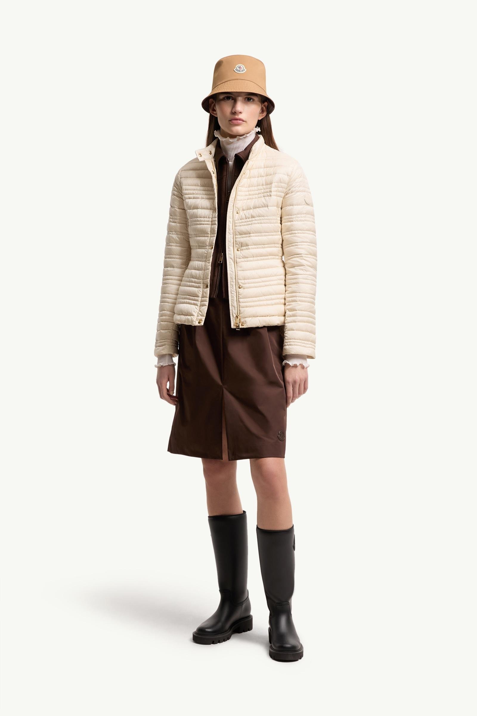 Cataire Striped-Quilted Down-Filled Biker Jacket