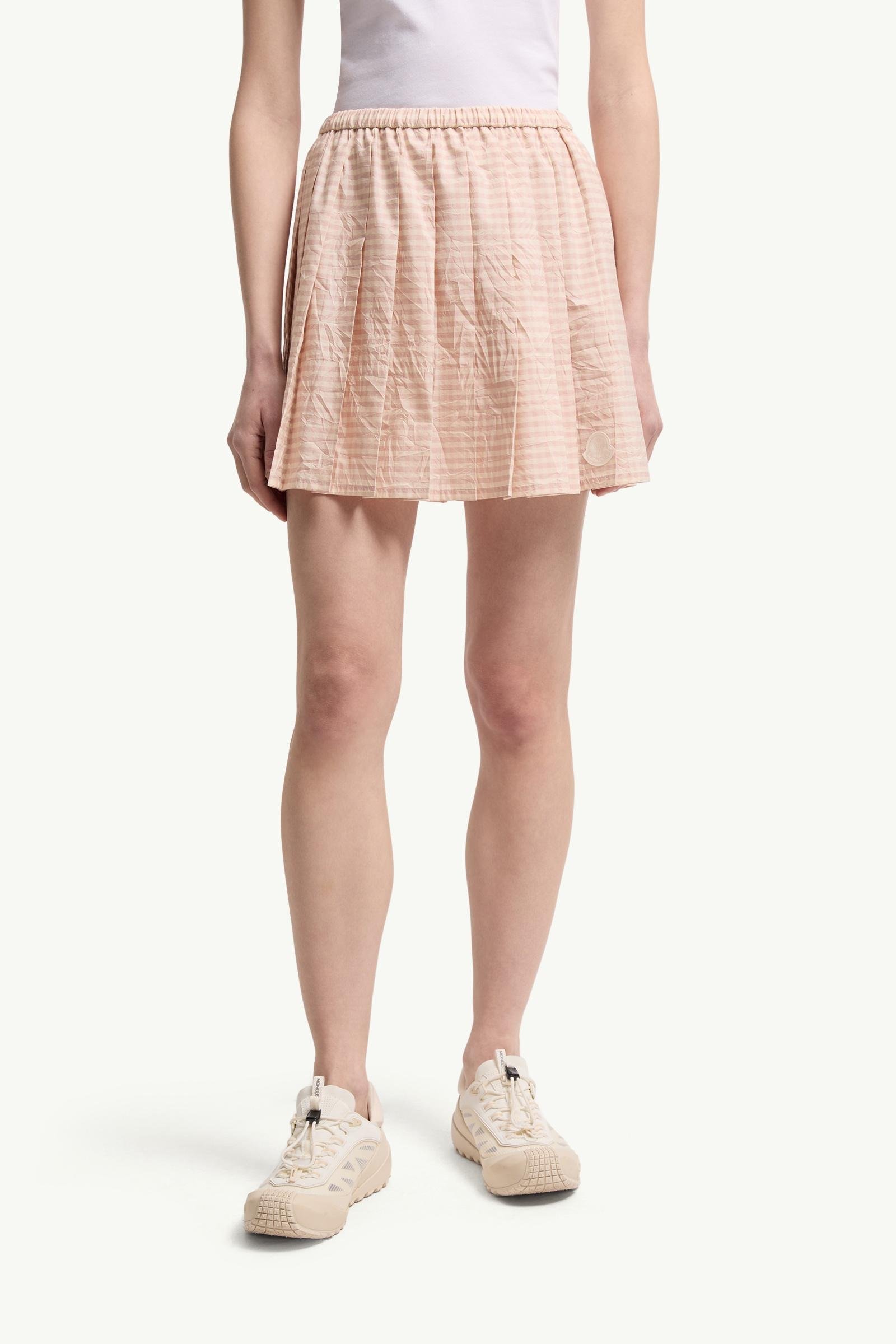 Vichy Cotton Blend Pleated Mini Skirt - 图片 4